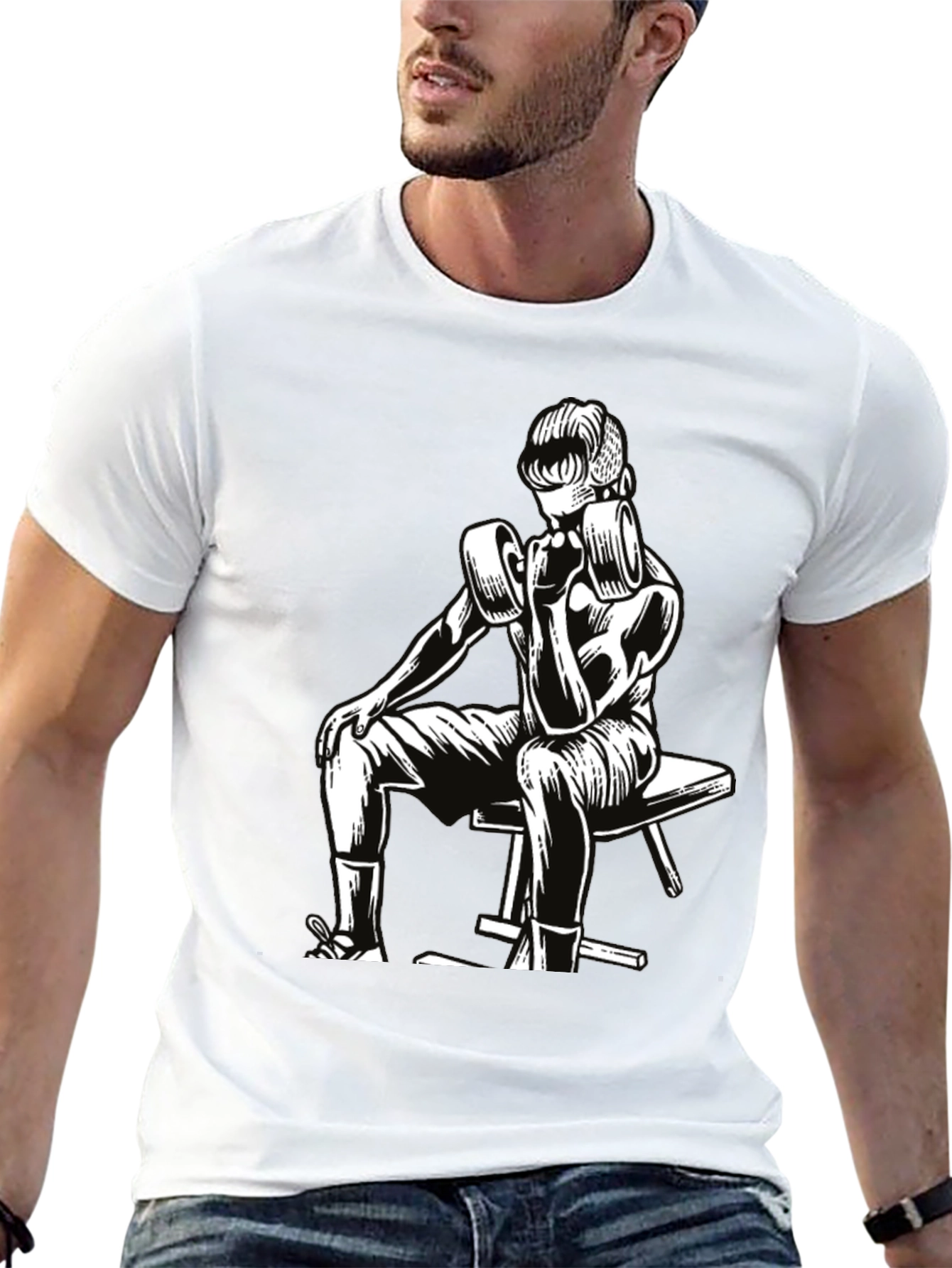 Retro Bodybuilder T-Shirt - Black