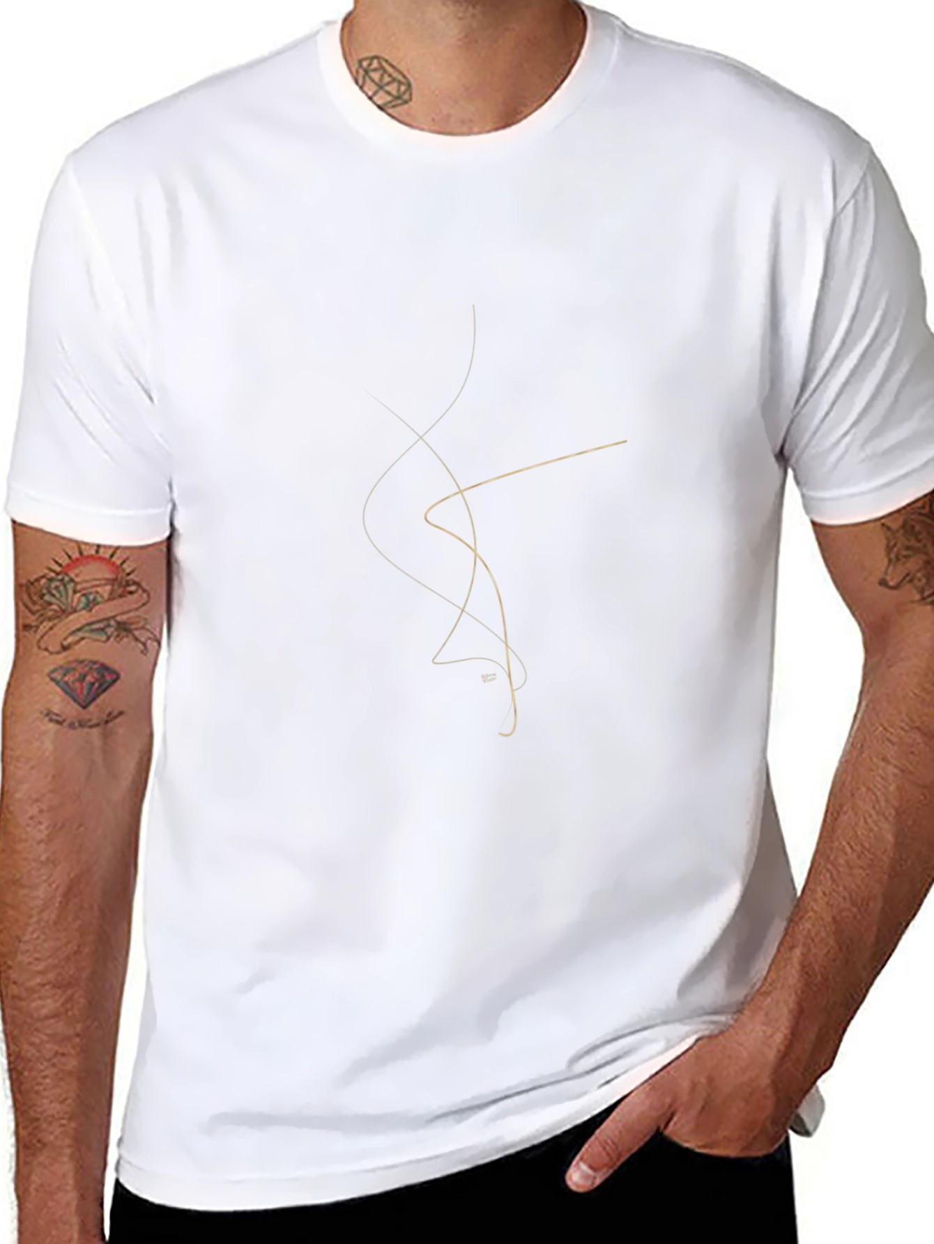 Minimalist Line Art Black T-Shirt