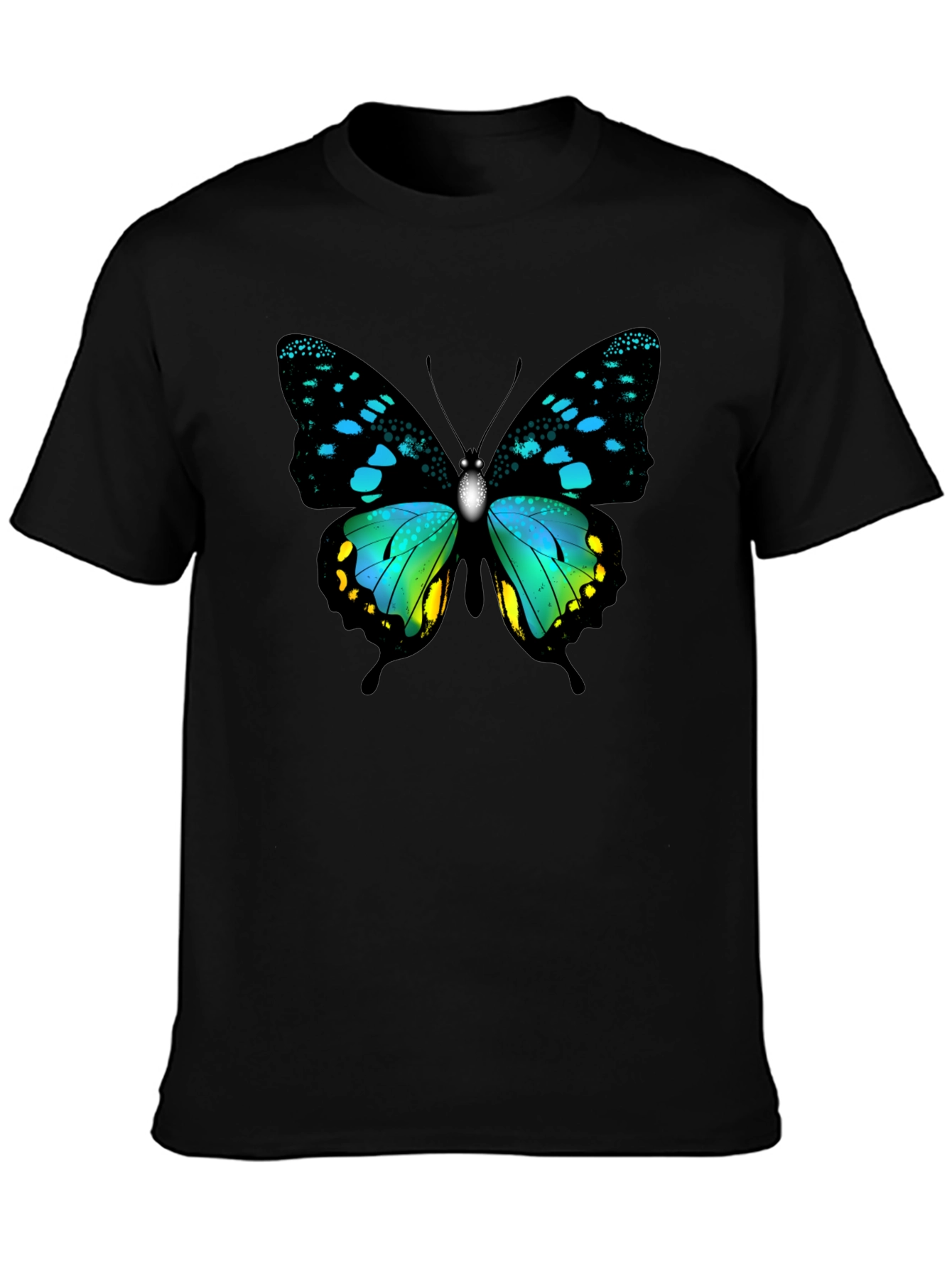Butterfly Print Black T-Shirt