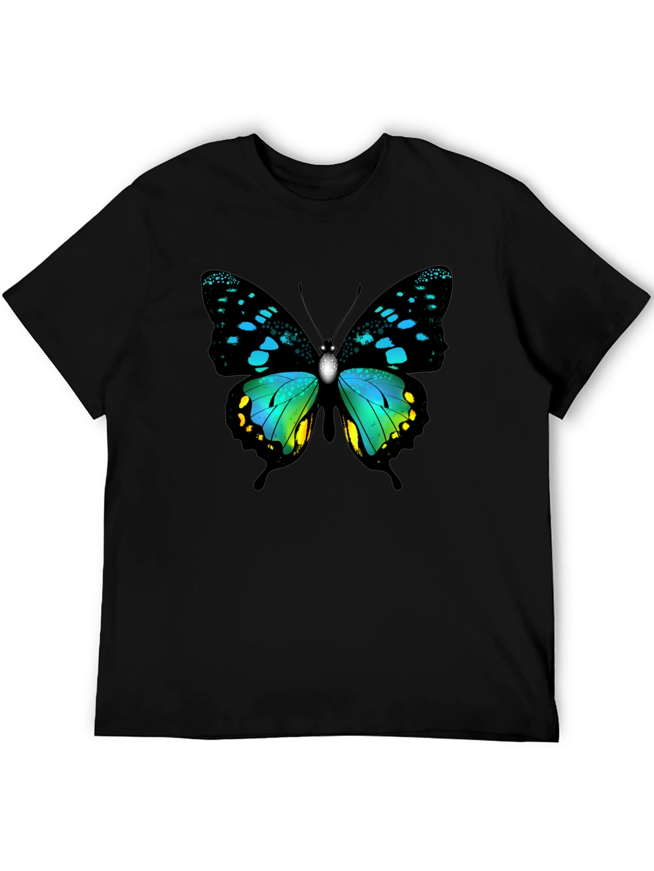 Butterfly Print Black T-Shirt