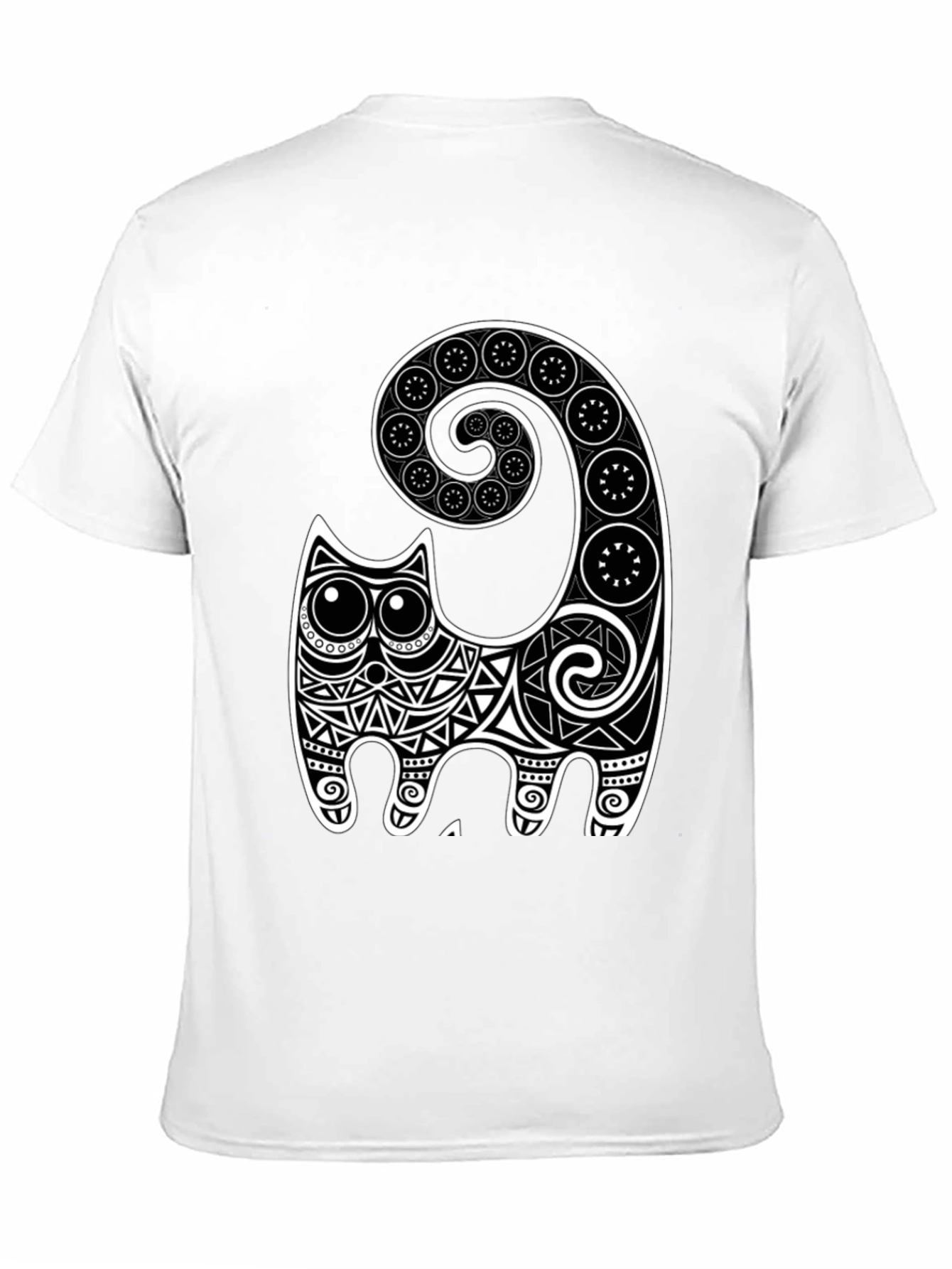 Abstract Cat Graphic Tee - Black Cotton Comfort