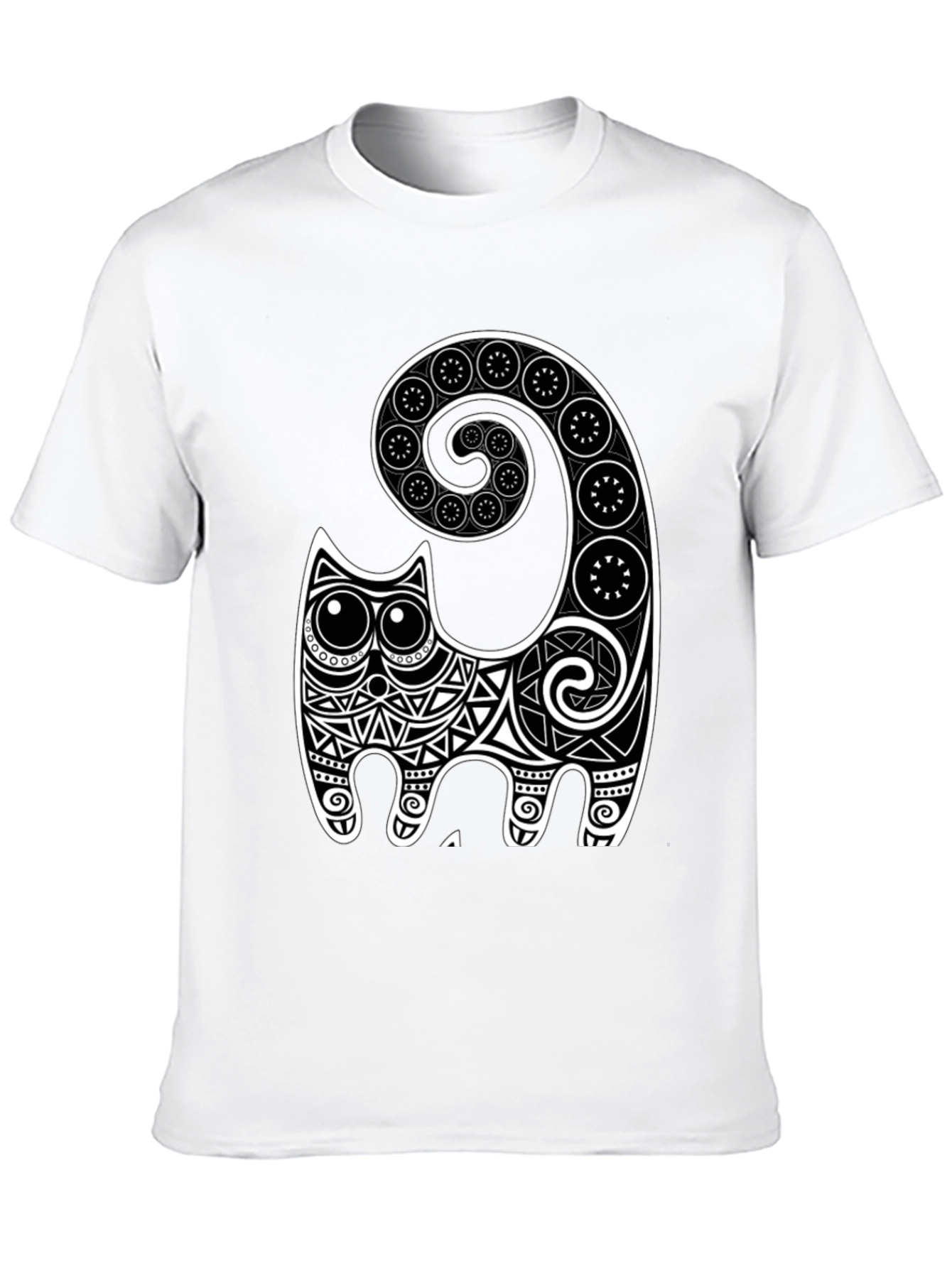 Abstract Cat Graphic Tee - Black Cotton Comfort