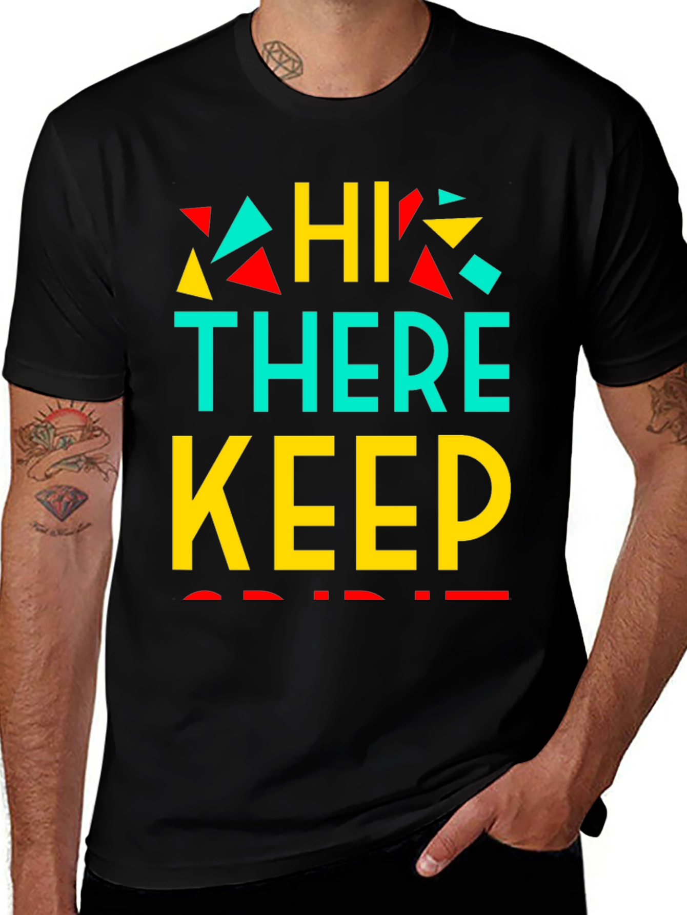 Retro Graphic Print Tee - Hi There Keep Smiling!