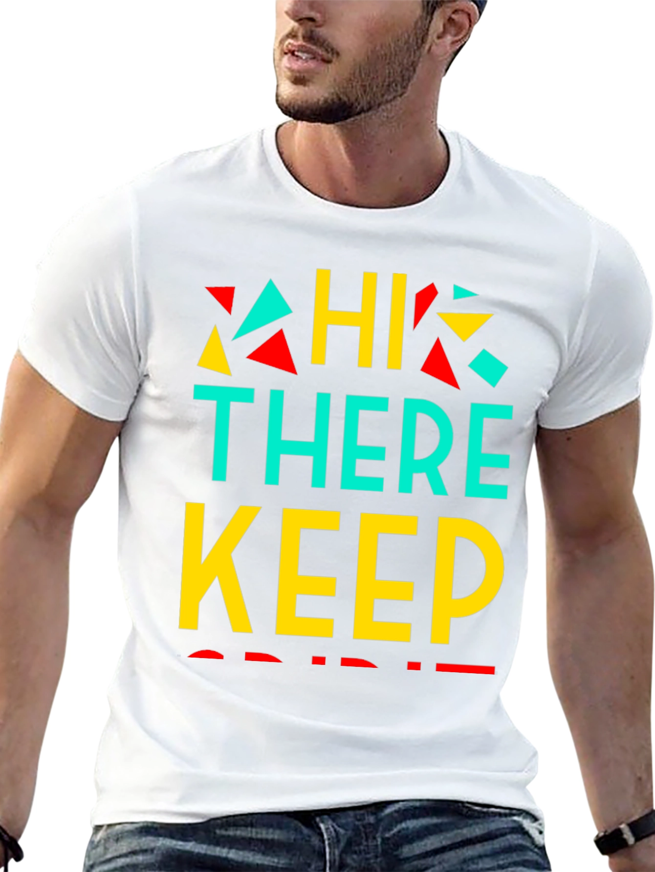 Retro Graphic Print Tee - Hi There Keep Smiling!