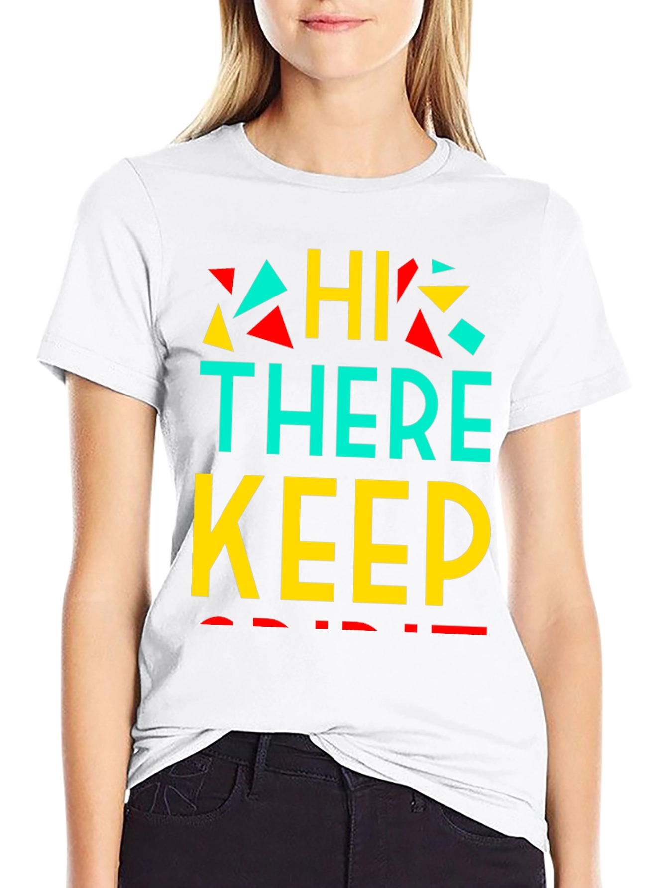 Retro Graphic Print Tee - Hi There Keep Smiling!