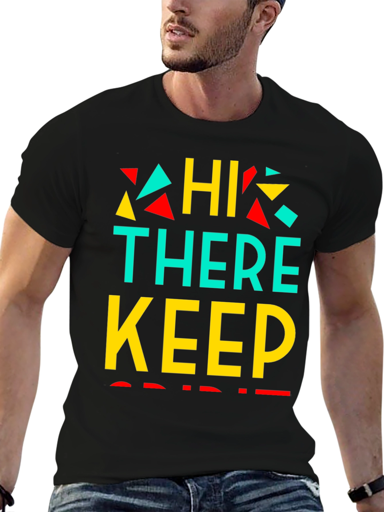 Retro Graphic Print Tee - Hi There Keep Smiling!