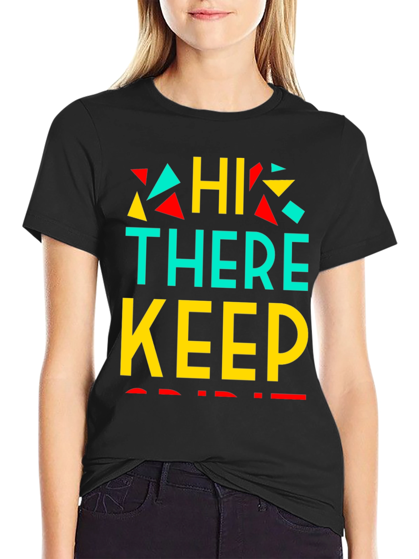 Retro Graphic Print Tee - Hi There Keep Smiling!