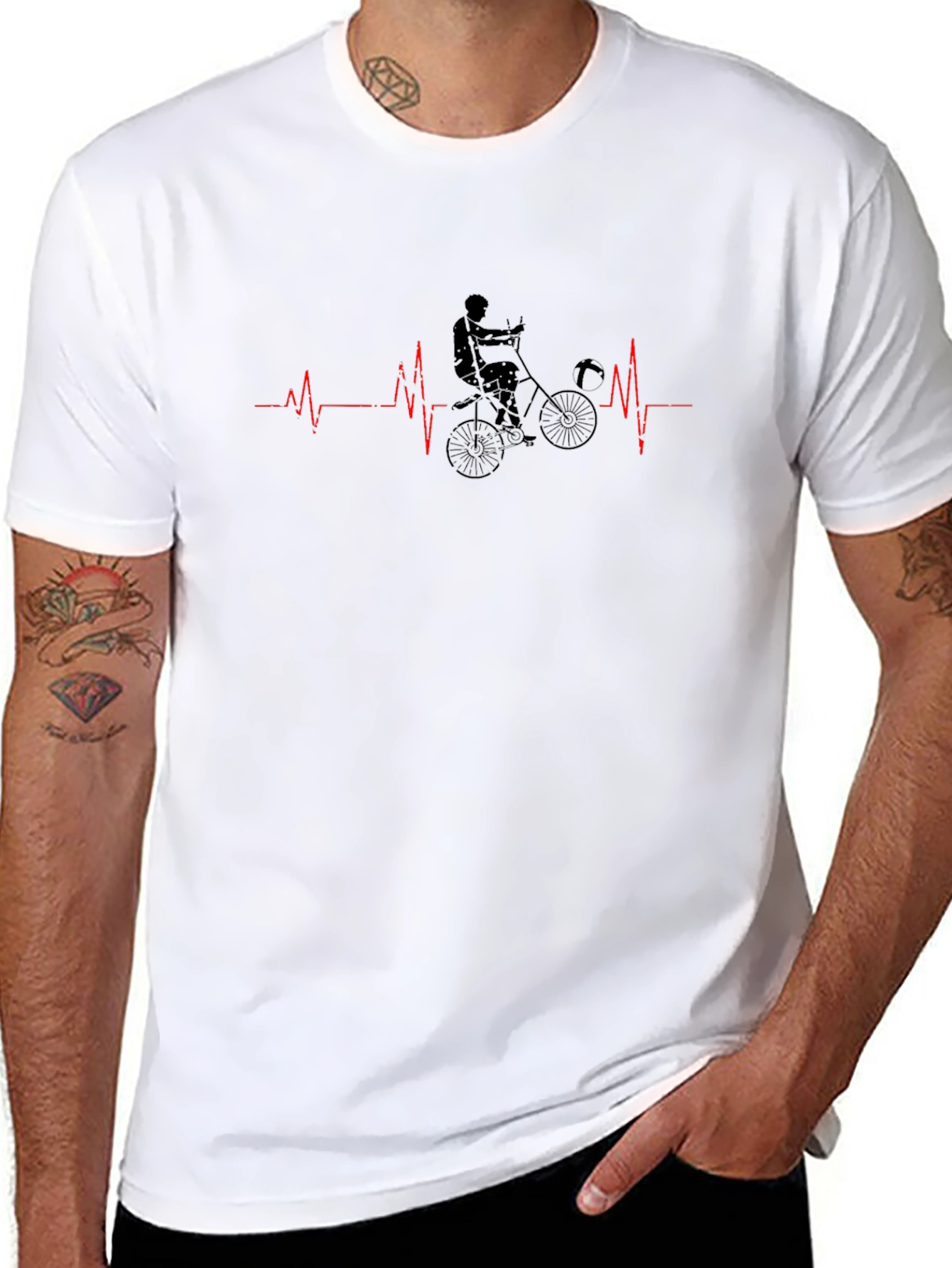 Cycling Heartbeat T-Shirt - Black