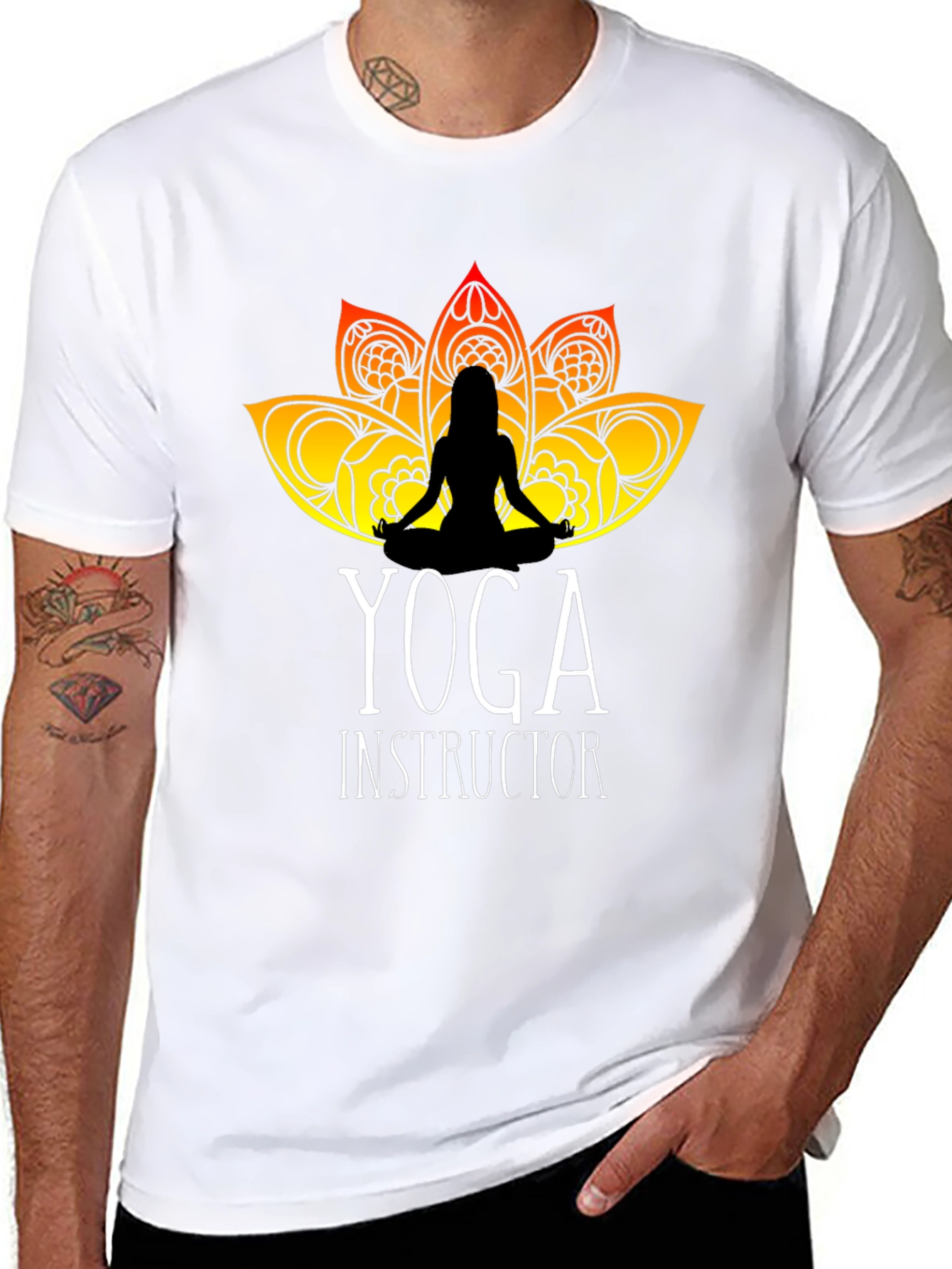 Yoga Instructor T-Shirt - Lotus Design Black Tee