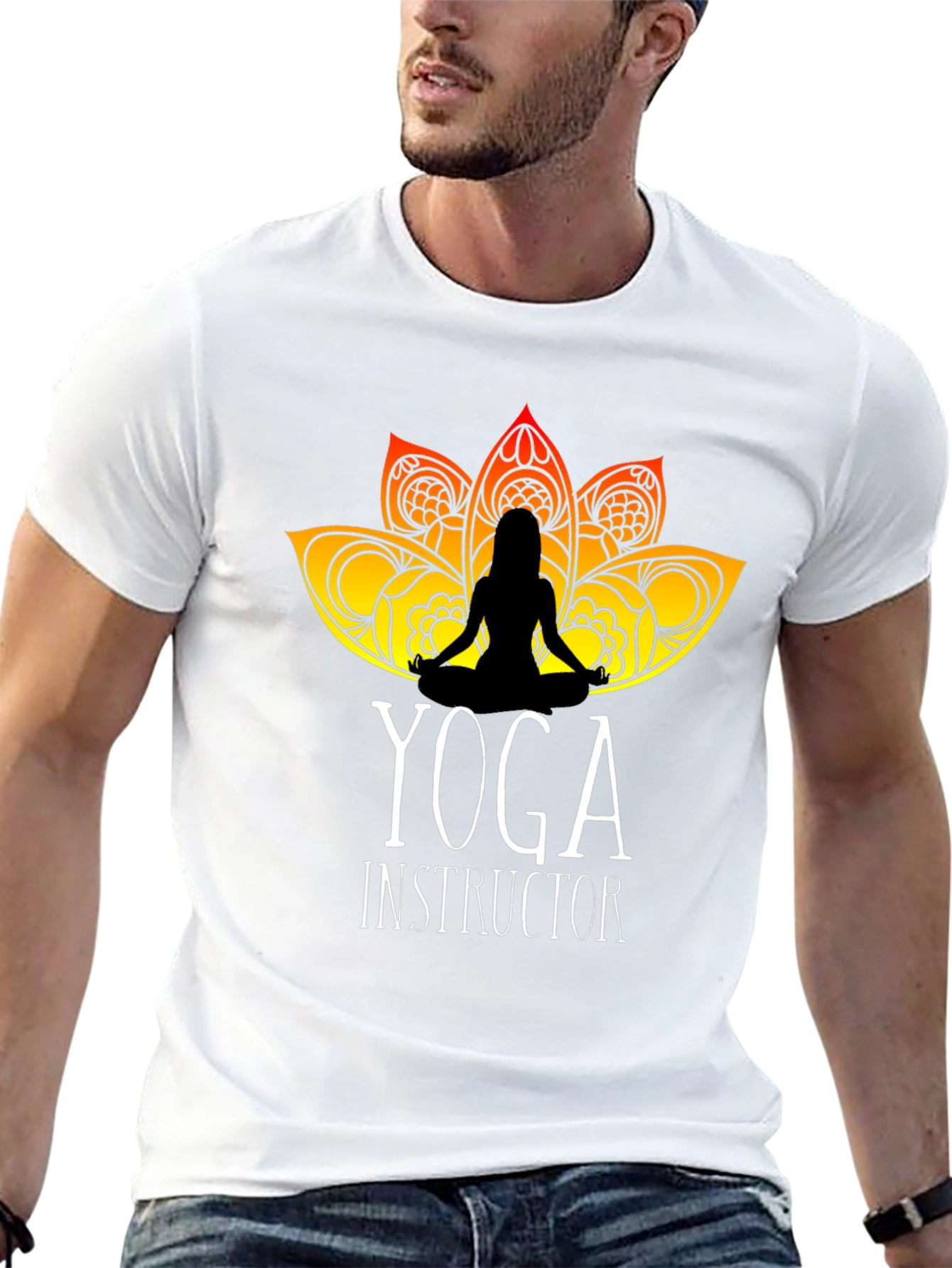 Yoga Instructor T-Shirt - Lotus Design Black Tee