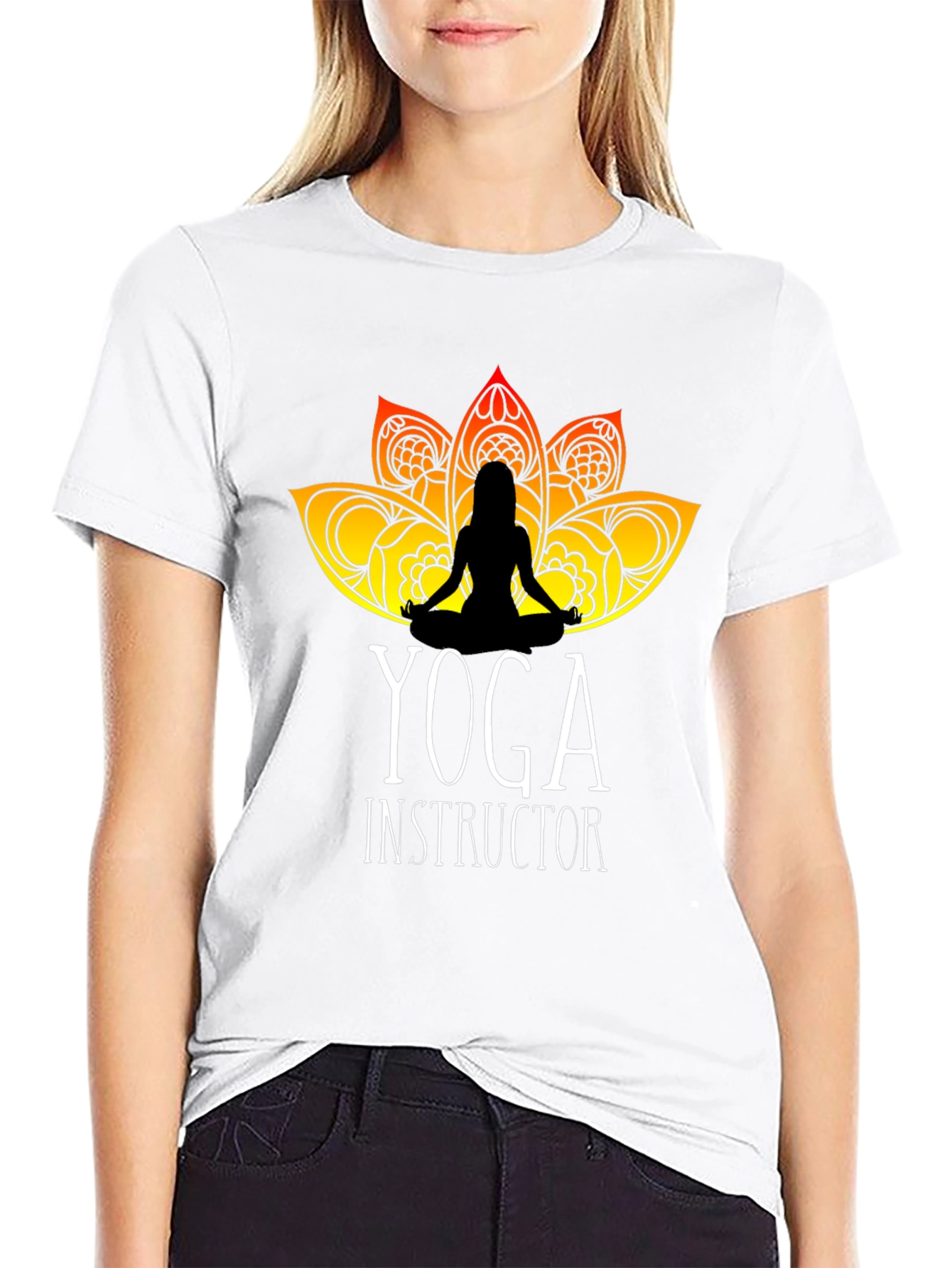 Yoga Instructor T-Shirt - Lotus Design Black Tee