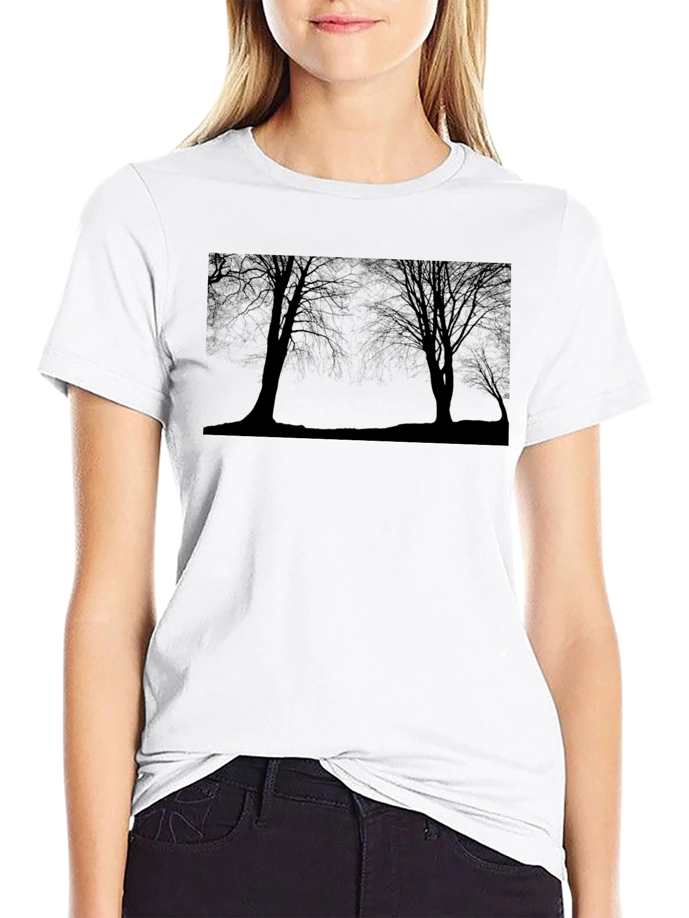 Silhouette Trees Graphic Black T-Shirt