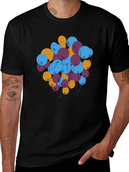 Abstract Balloons Graphic Tee - Black