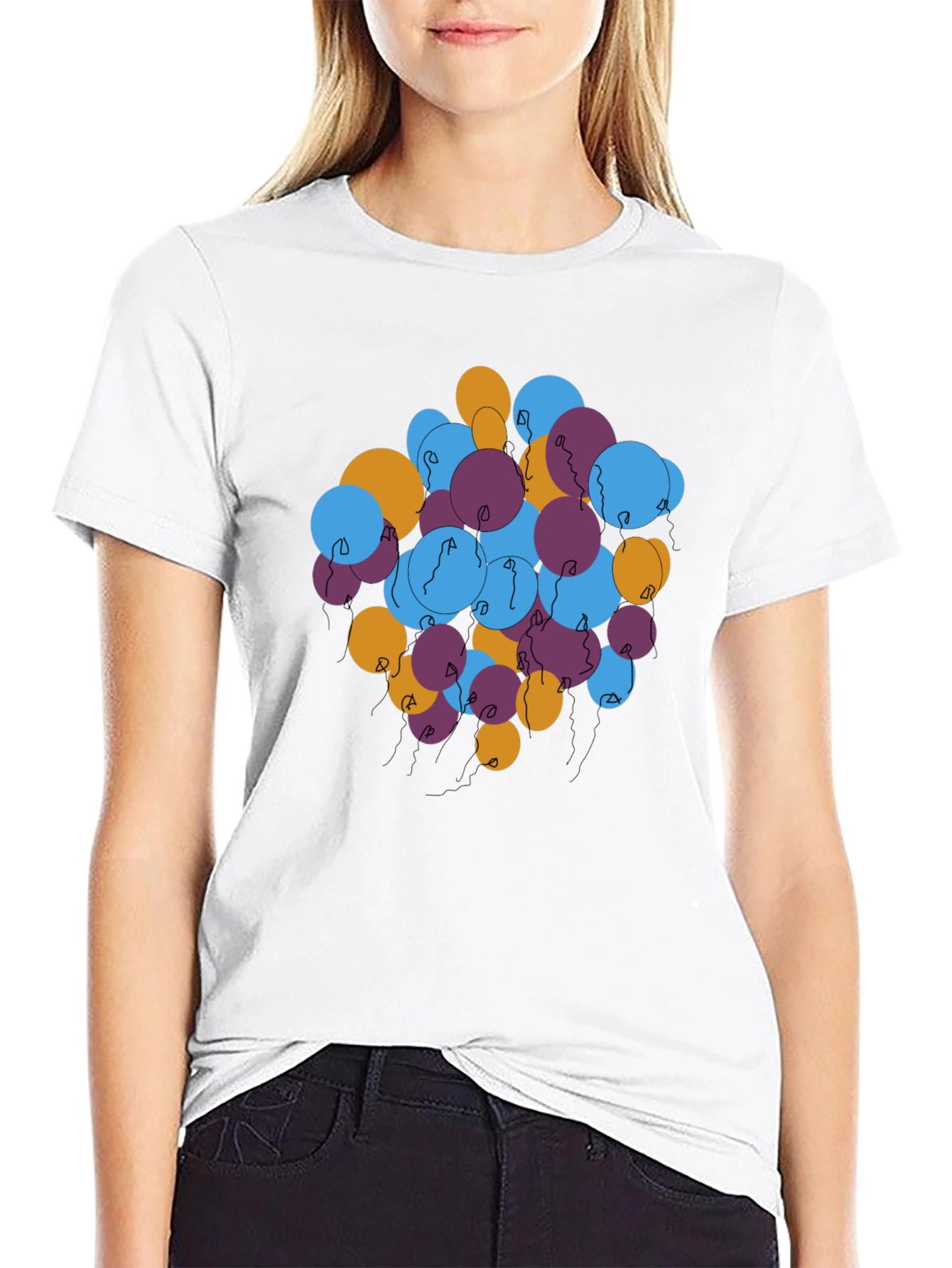 Abstract Balloons Graphic Tee - Black