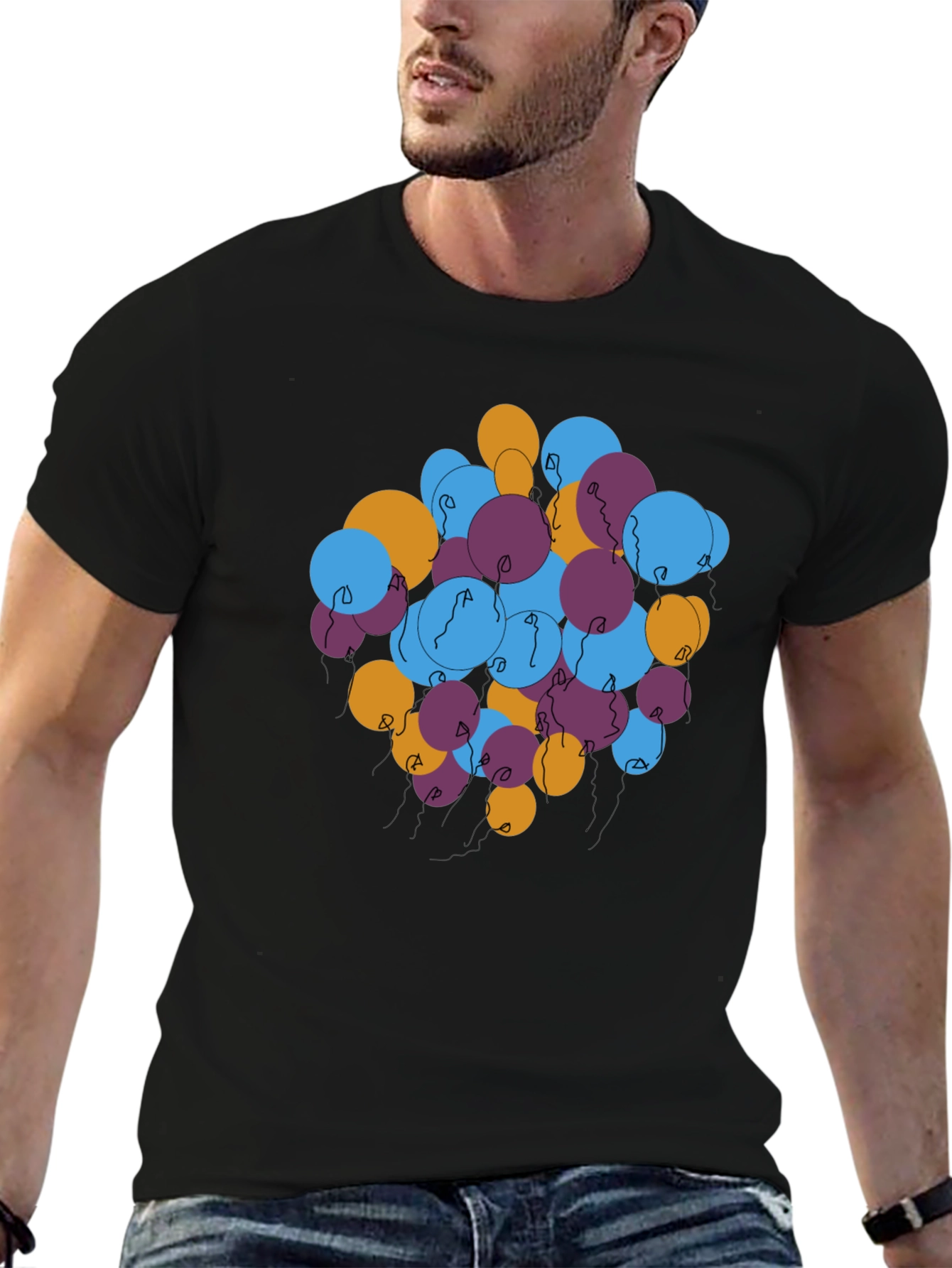 Abstract Balloons Graphic Tee - Black