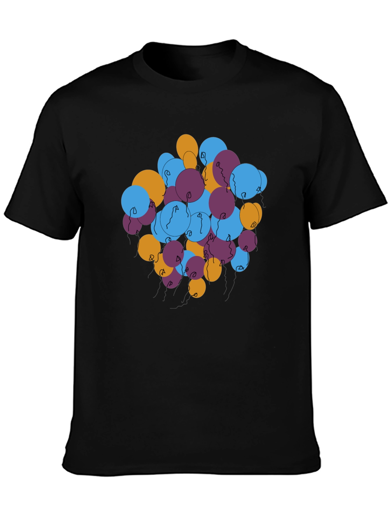 Abstract Balloons Graphic Tee - Black