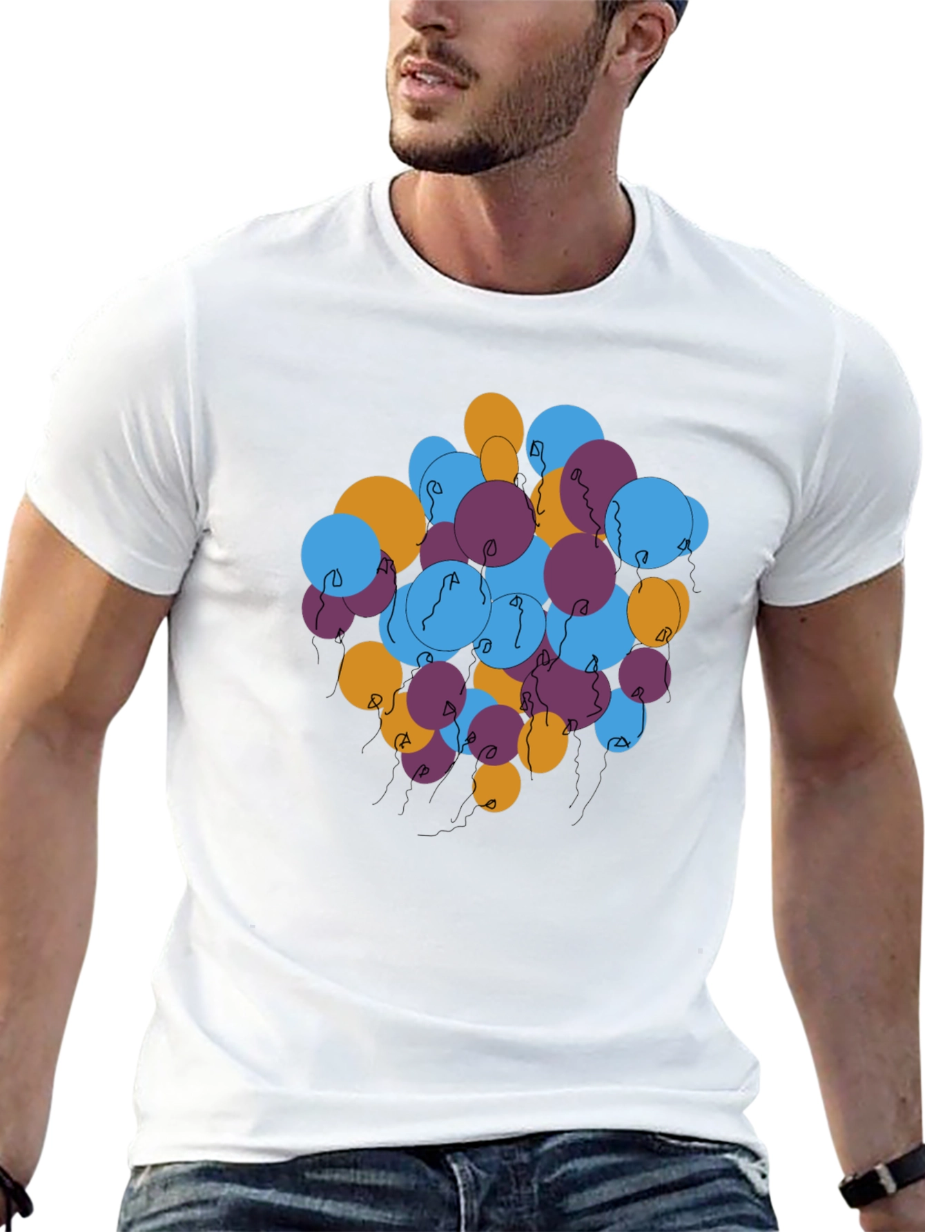 Abstract Balloons Graphic Tee - Black