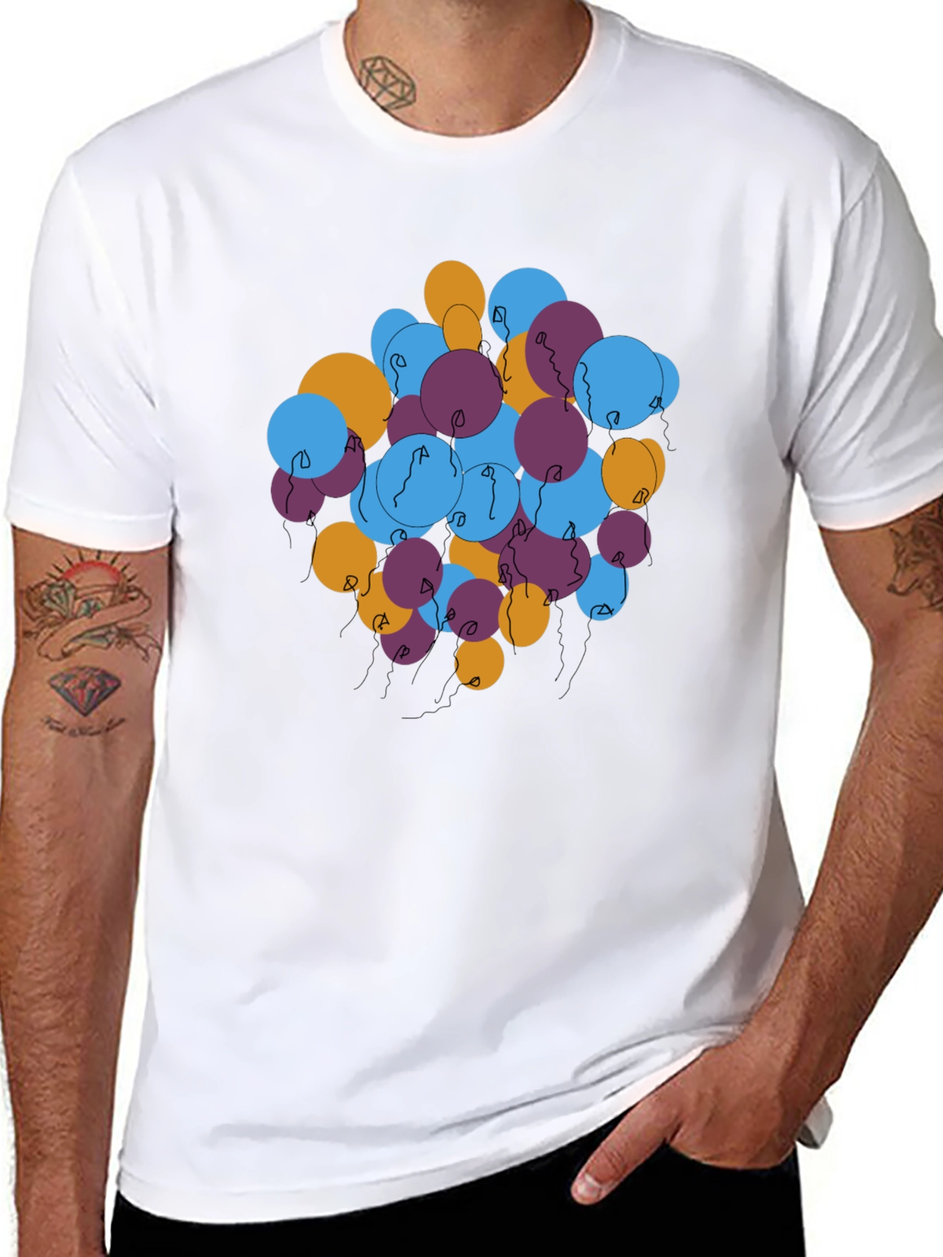 Abstract Balloons Graphic Tee - Black