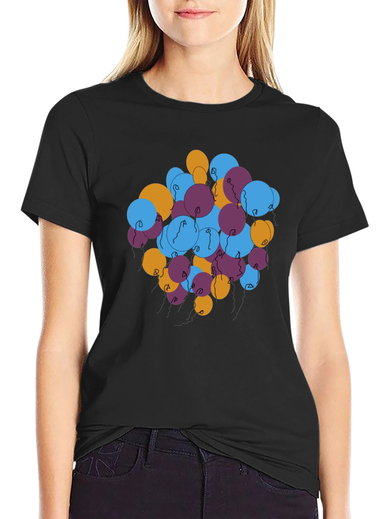 Abstract Balloons Graphic Tee - Black