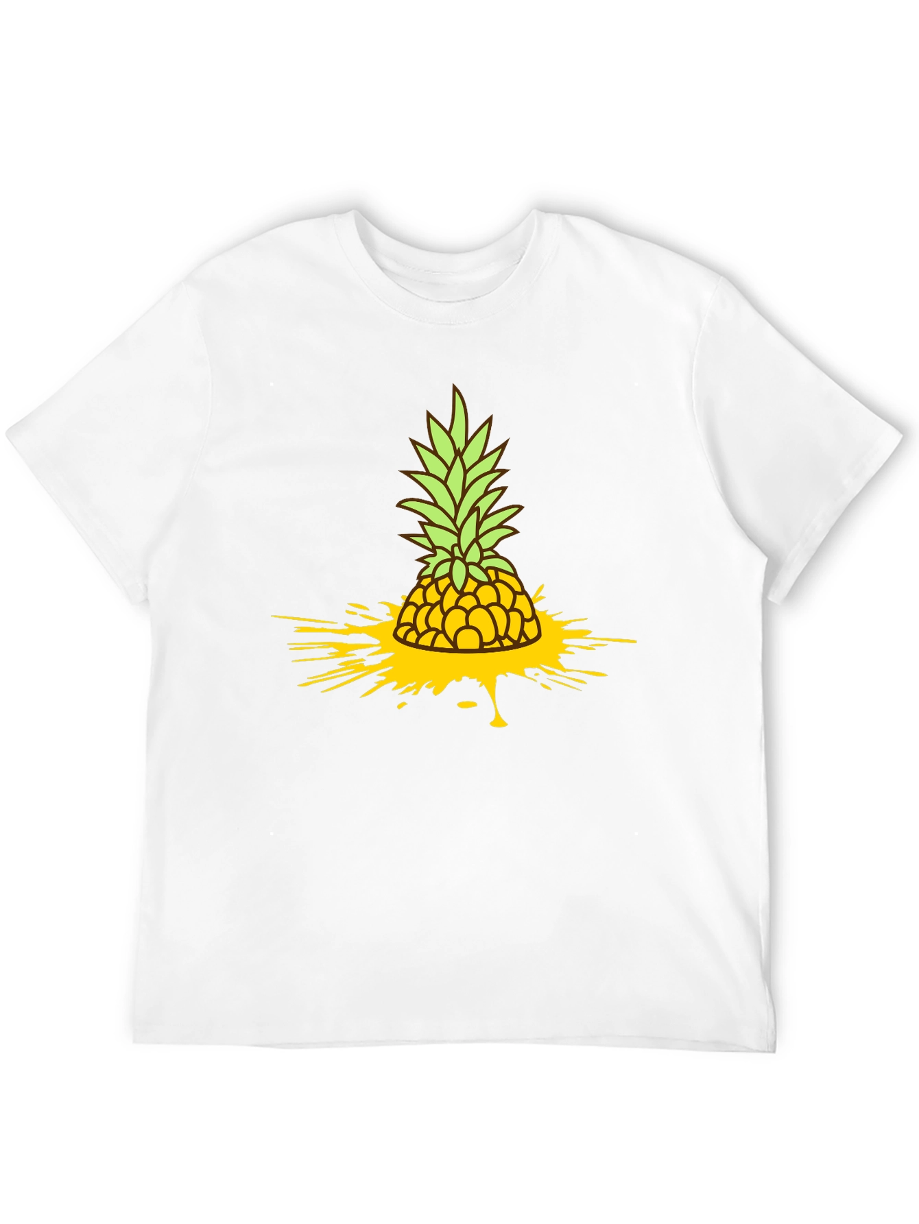 Pineapple Splash Graphic Tee - Black Cotton T-Shirt