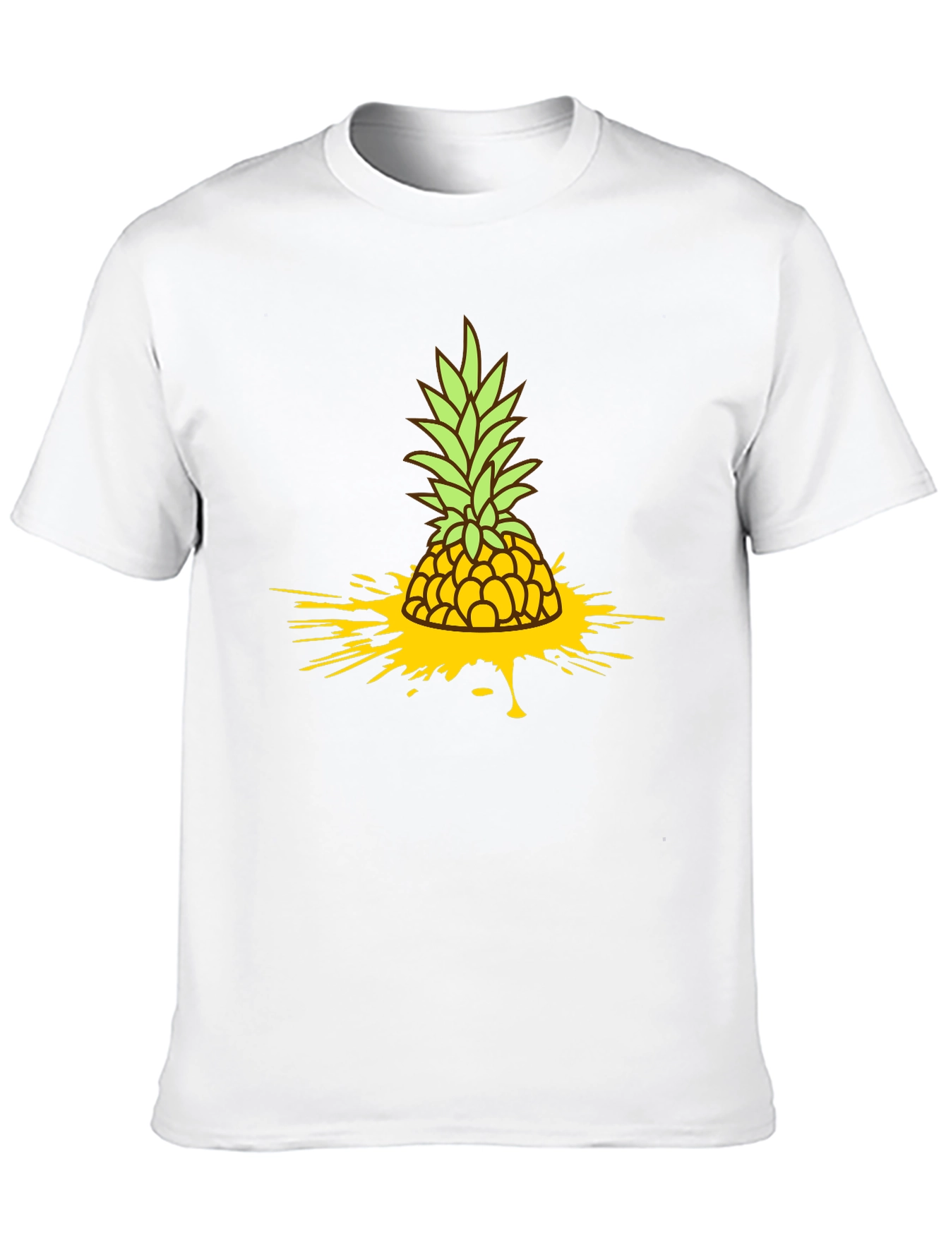 Pineapple Splash Graphic Tee - Black Cotton T-Shirt
