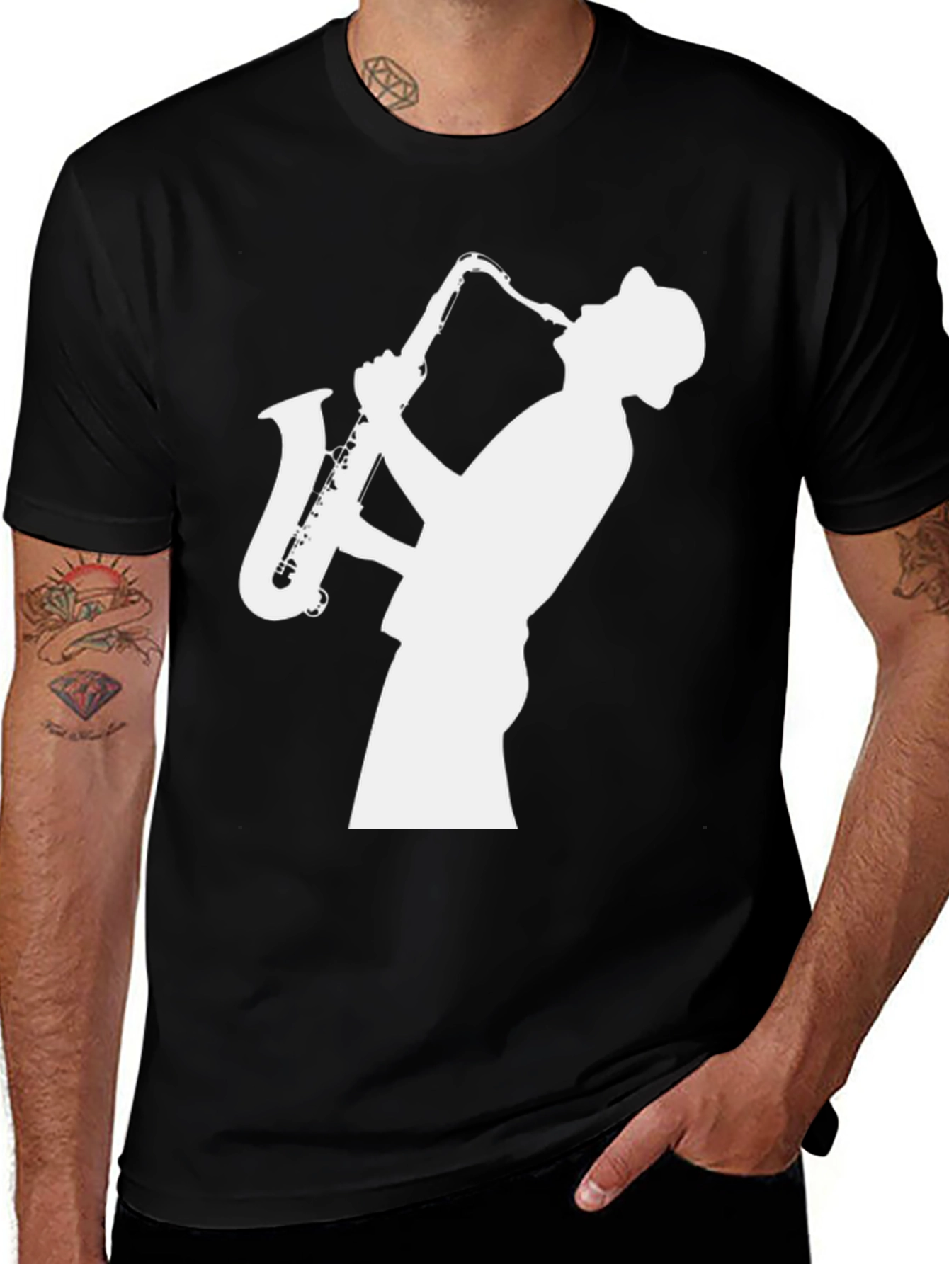 Cool Saxophone Player Graphic Tee - Stylish Musician T-Shirt