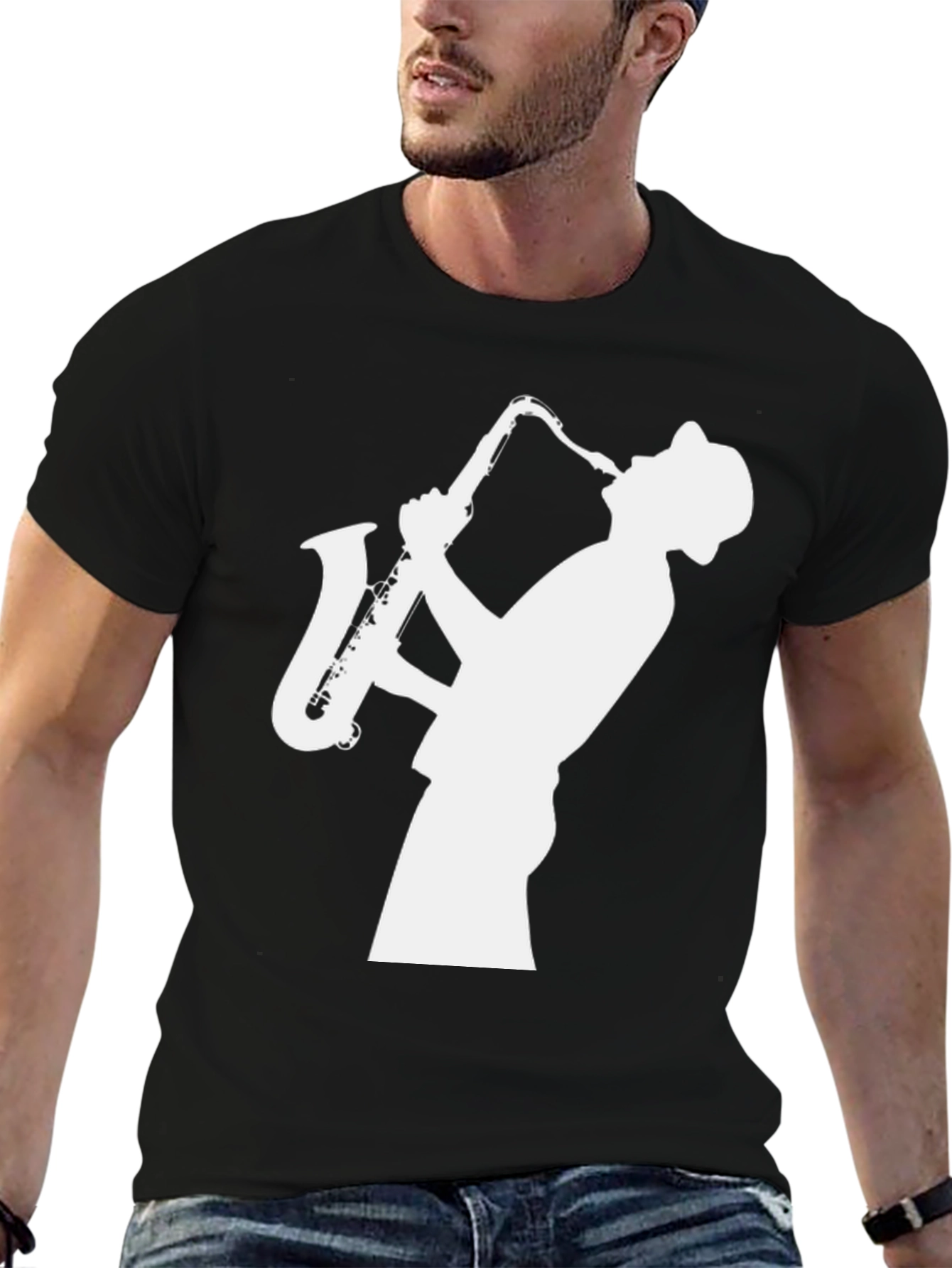 Cool Saxophone Player Graphic Tee - Stylish Musician T-Shirt
