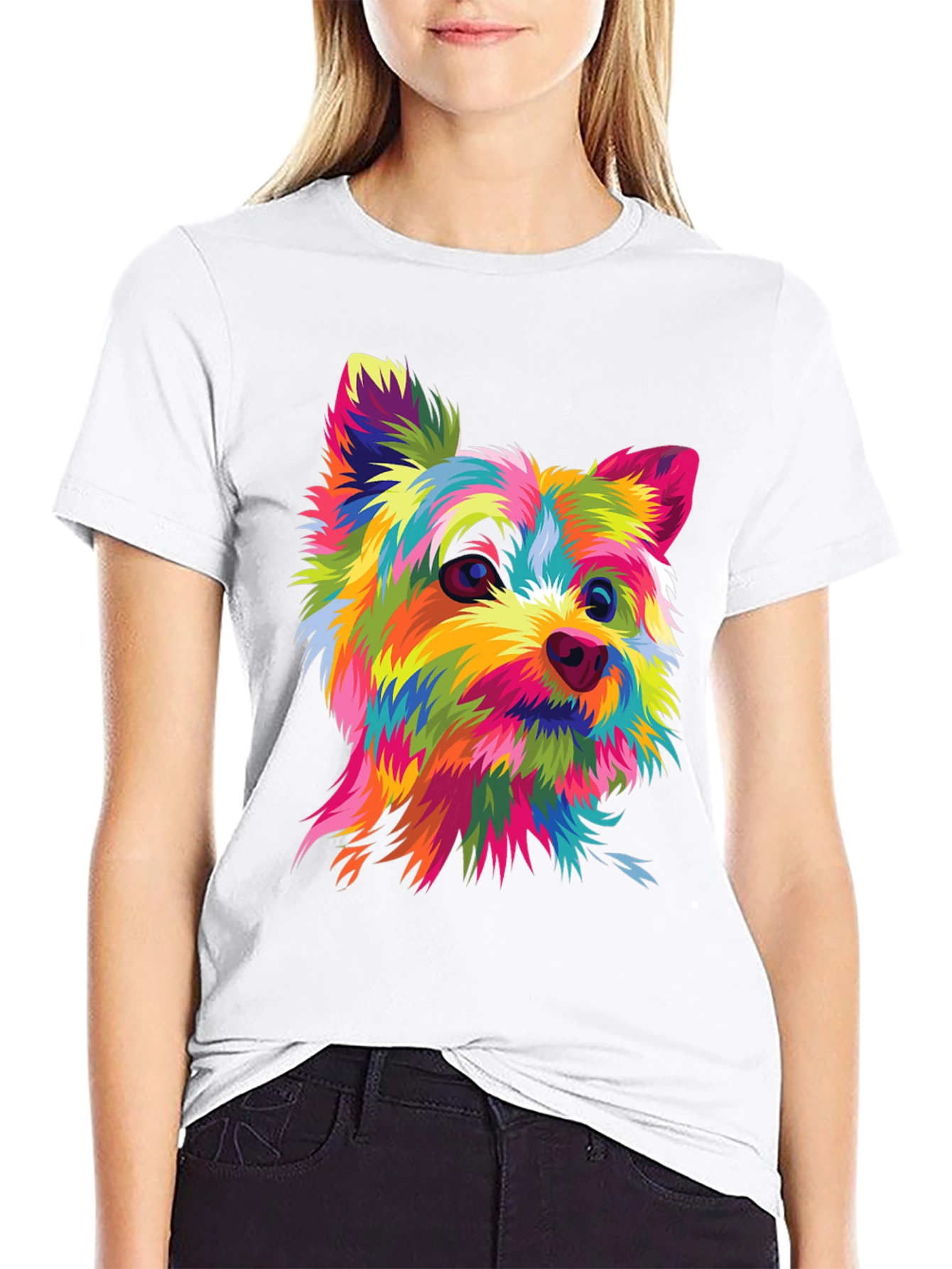 Colorful Dog Graphic T-Shirt
