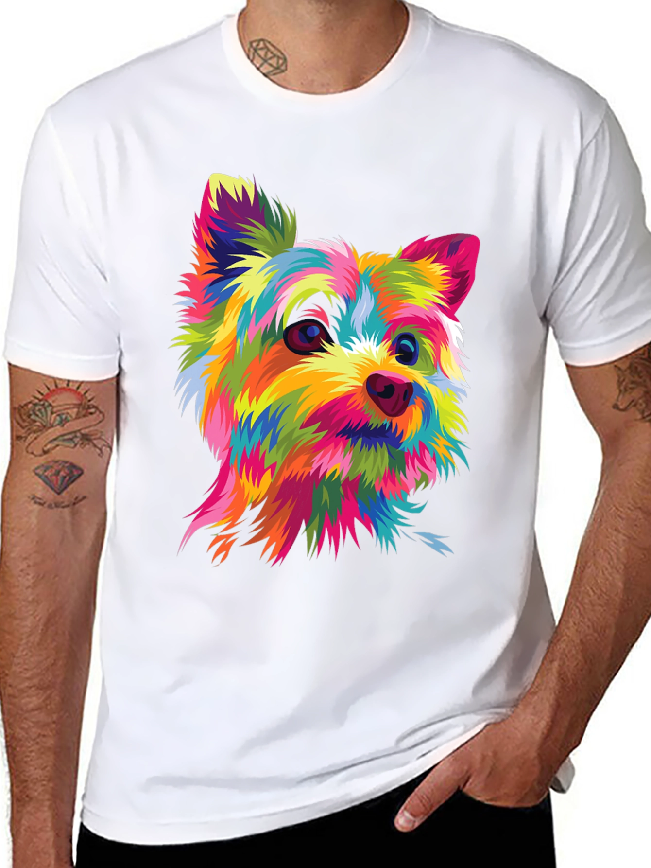 Colorful Dog Graphic T-Shirt