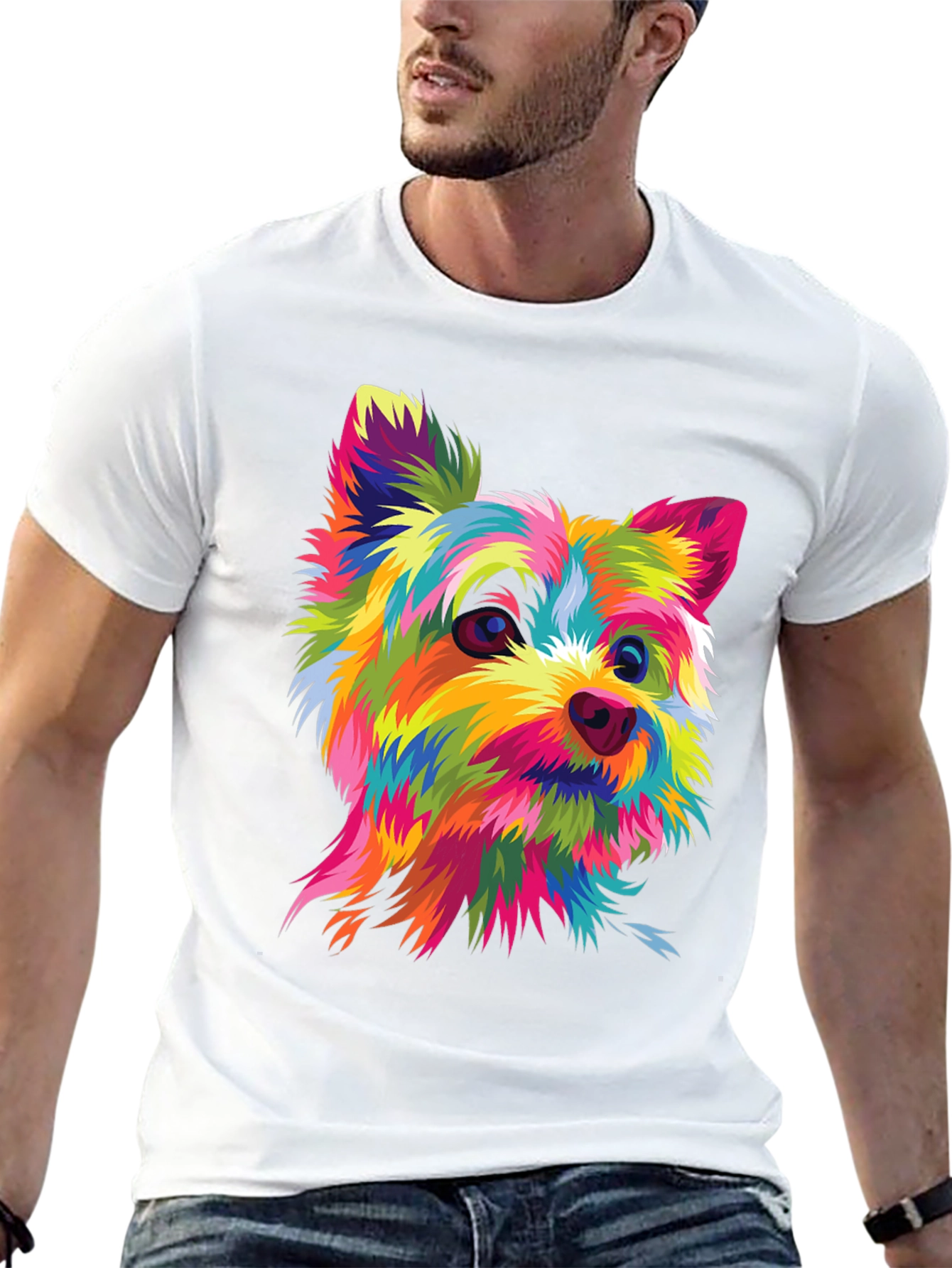 Colorful Dog Graphic T-Shirt