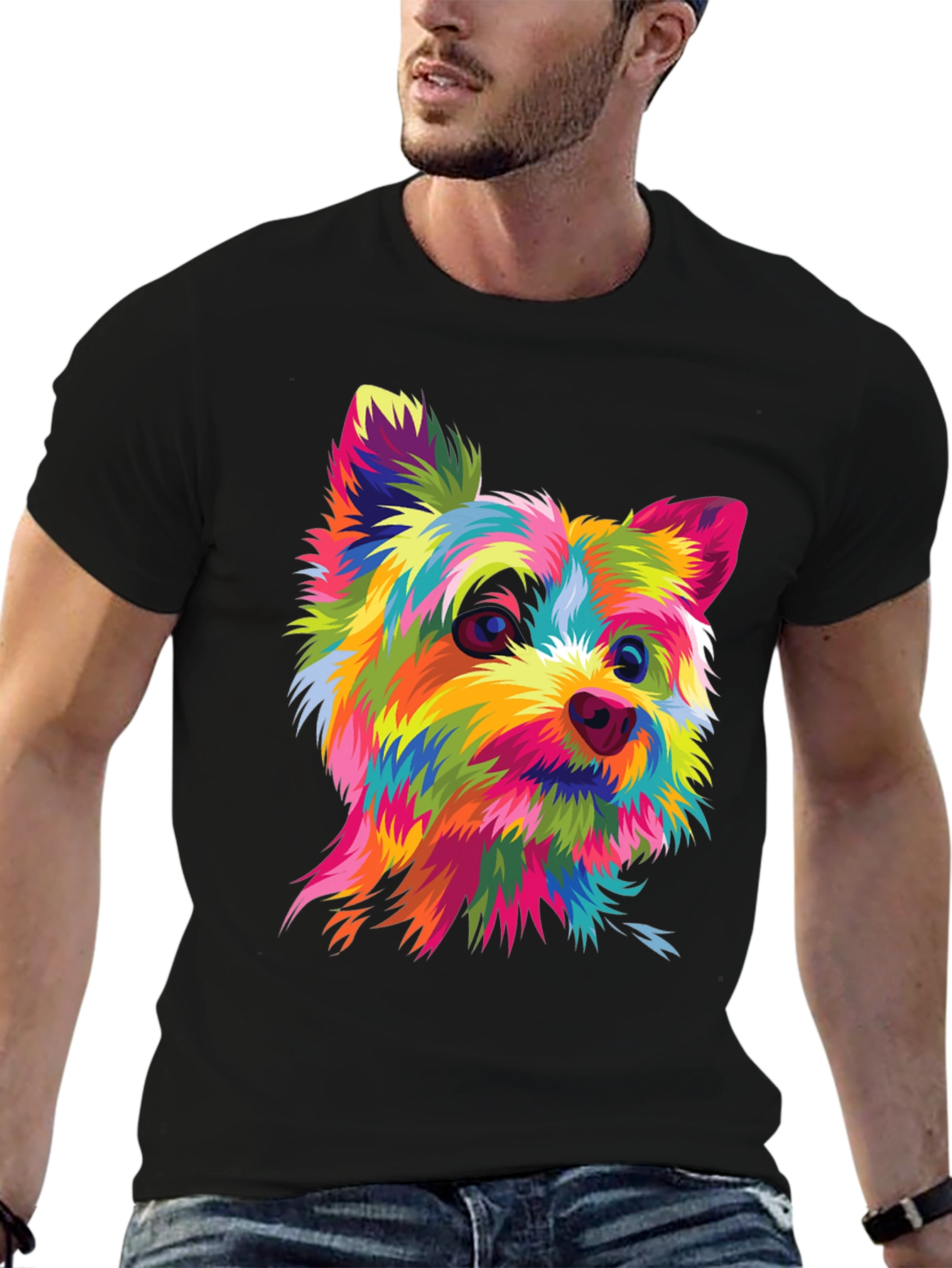 Colorful Dog Graphic T-Shirt