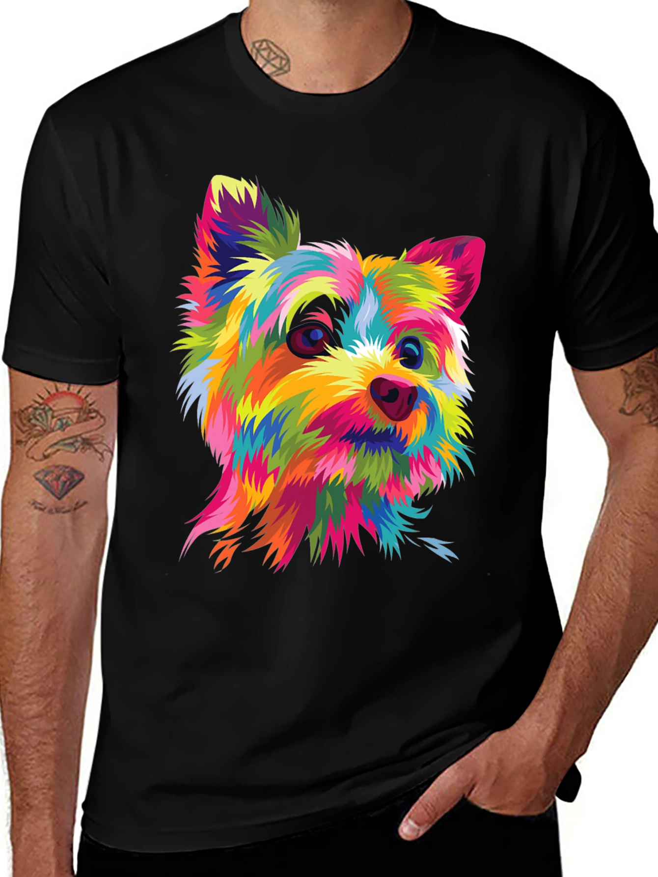 Colorful Dog Graphic T-Shirt
