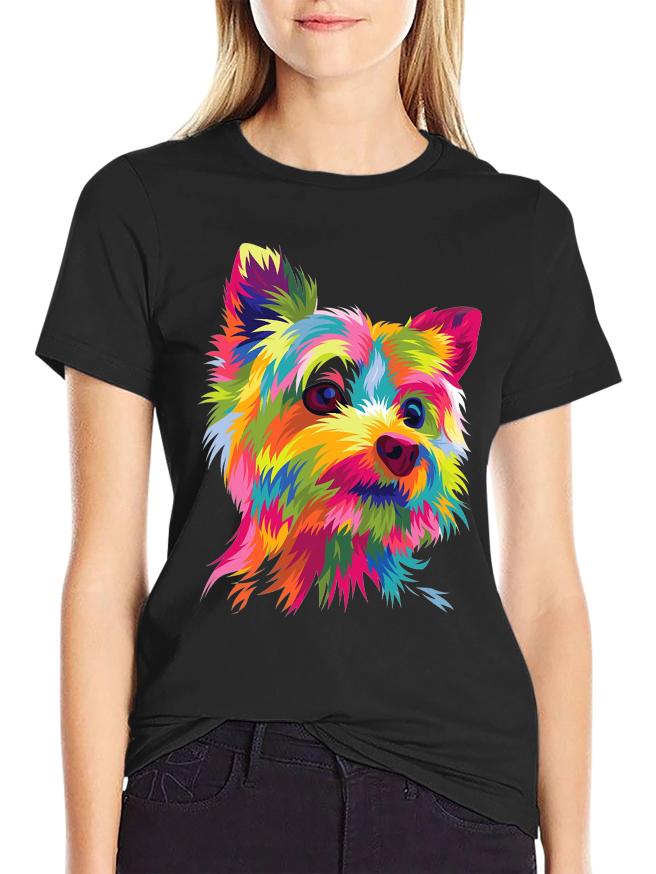 Colorful Dog Graphic T-Shirt
