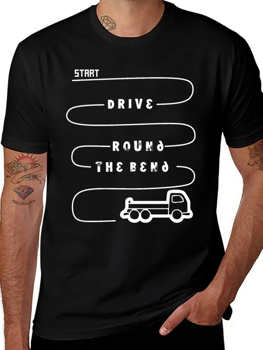 Drive Round the Bend Black Graphic T-Shirt
