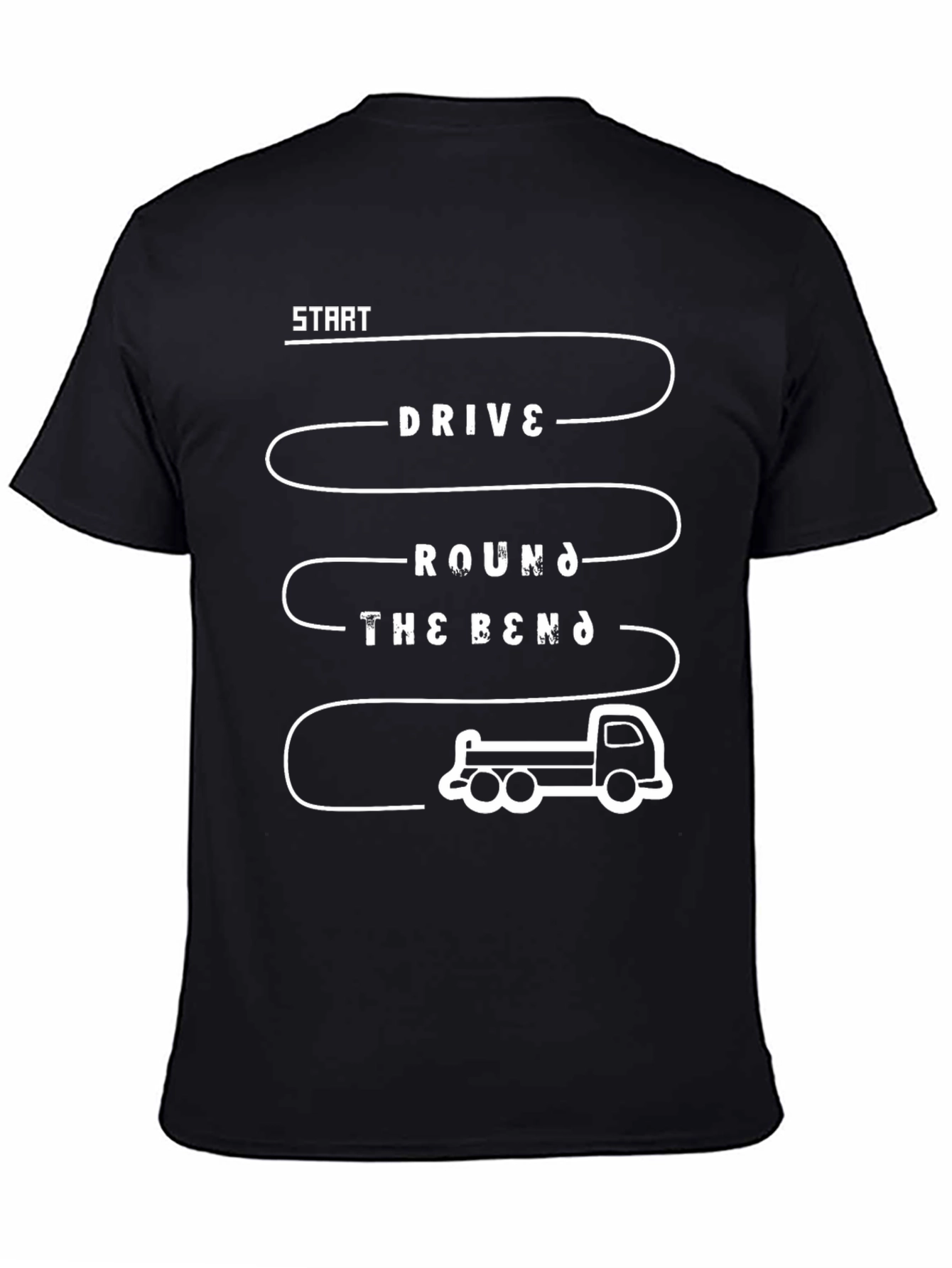 Drive Round the Bend Black Graphic T-Shirt