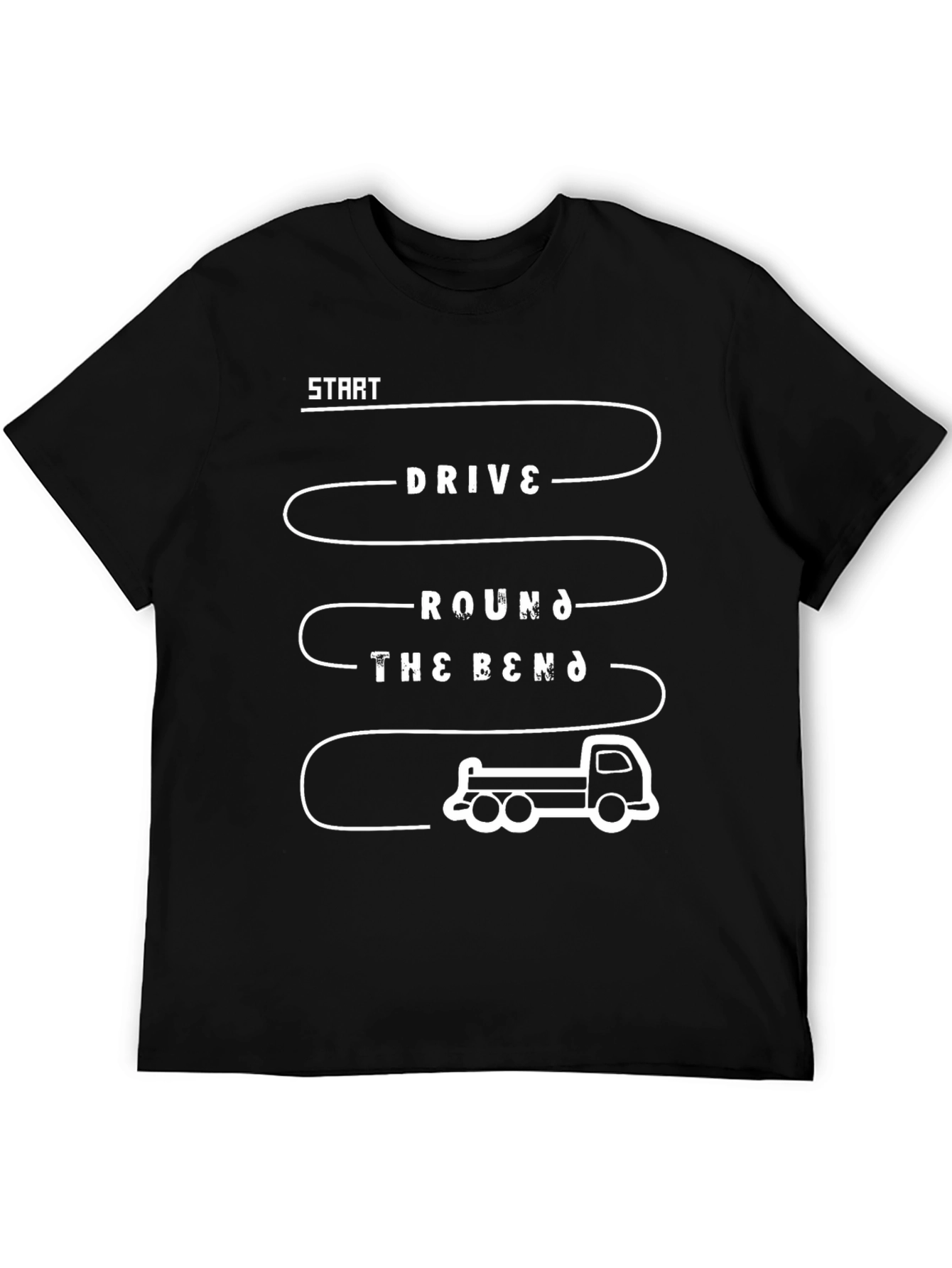 Drive Round the Bend Black Graphic T-Shirt