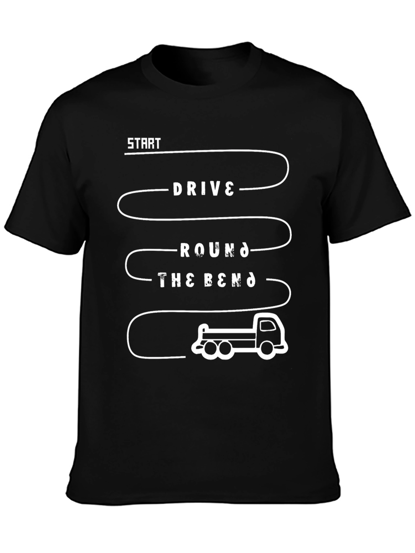 Drive Round the Bend Black Graphic T-Shirt