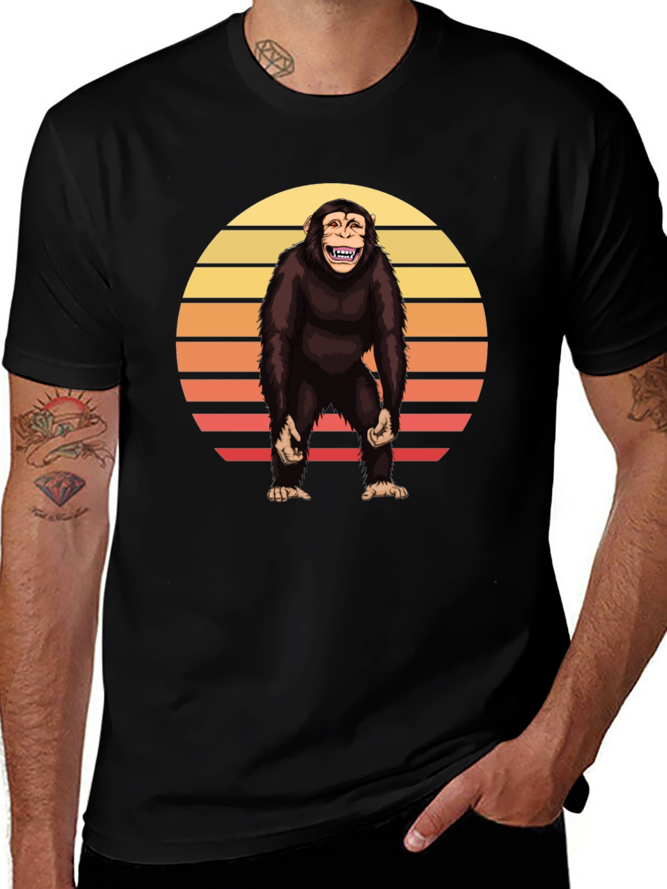 Retro Chimpanzee Sunset Graphic Tee