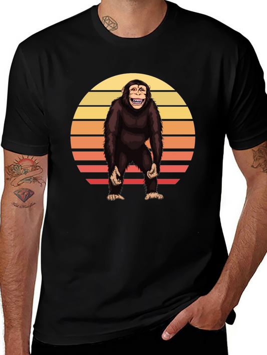 Retro Chimpanzee Sunset Graphic Tee