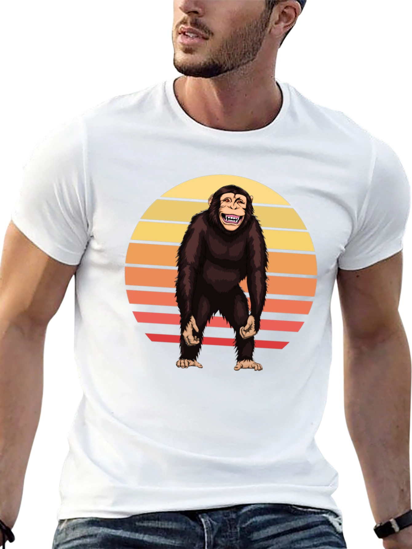 Retro Chimpanzee Sunset Graphic Tee