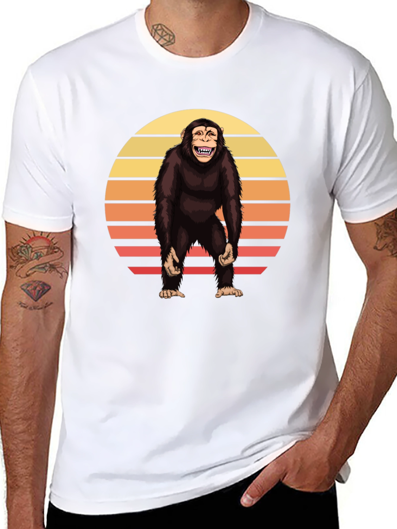 Retro Chimpanzee Sunset Graphic Tee