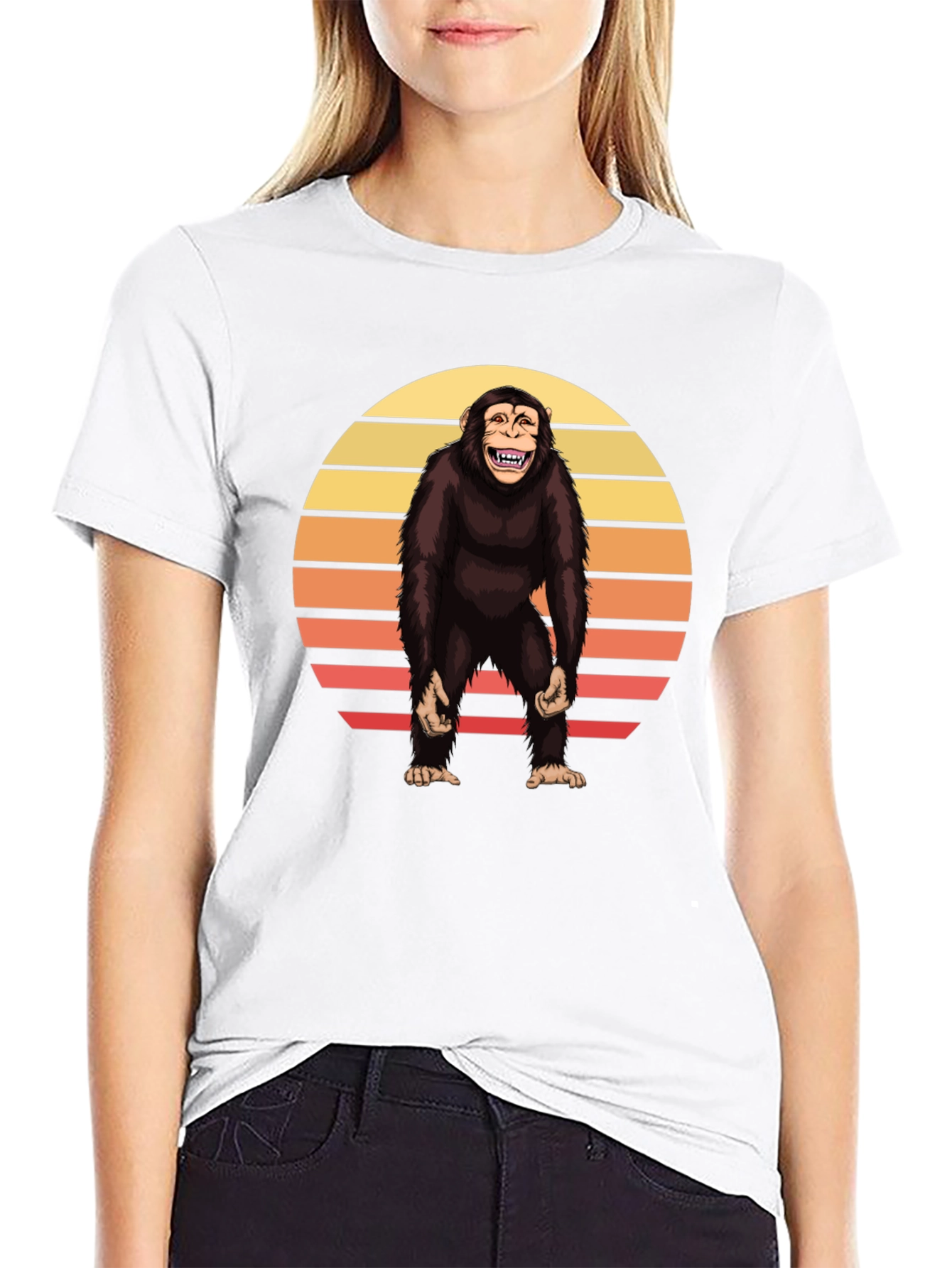 Retro Chimpanzee Sunset Graphic Tee