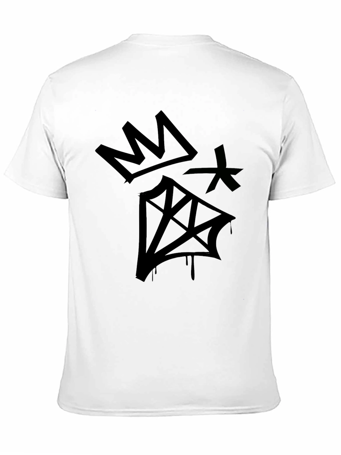 Graphic Print Black T-Shirt - Crown & Diamond Design
