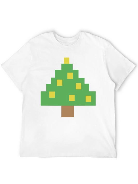 Pixelated Christmas Tree Graphic Tee - Holiday Style!
