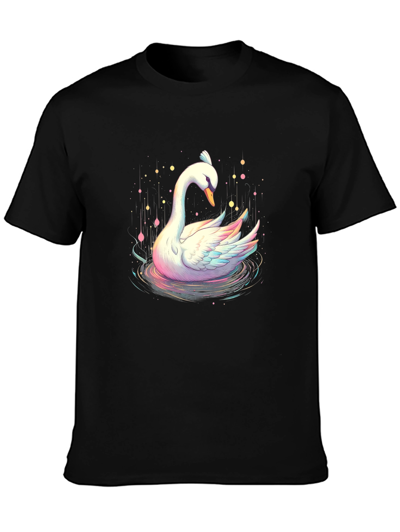 Swan Graphic Tee - Artistic Black T-Shirt