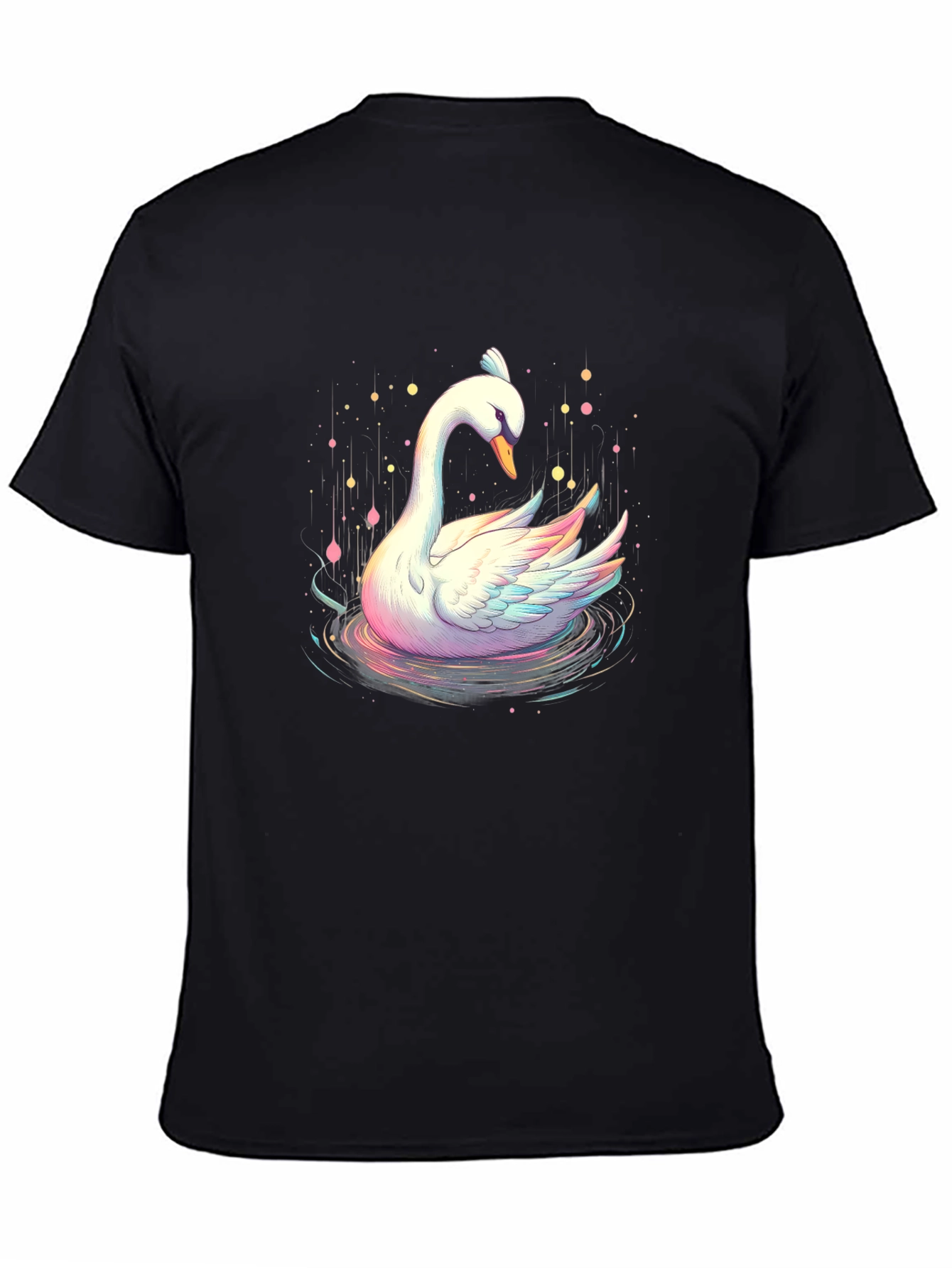 Swan Graphic Tee - Artistic Black T-Shirt