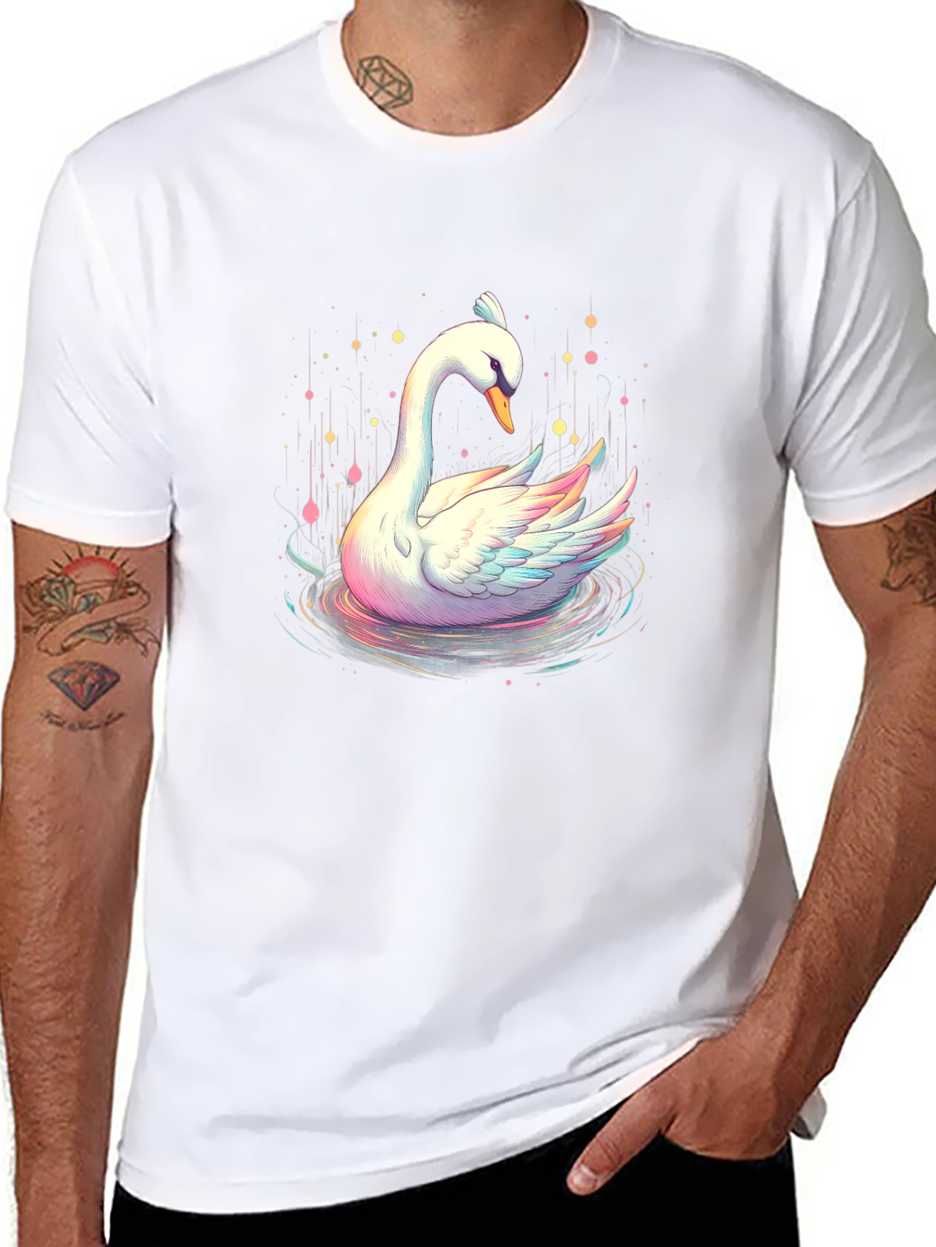 Swan Graphic Tee - Artistic Black T-Shirt