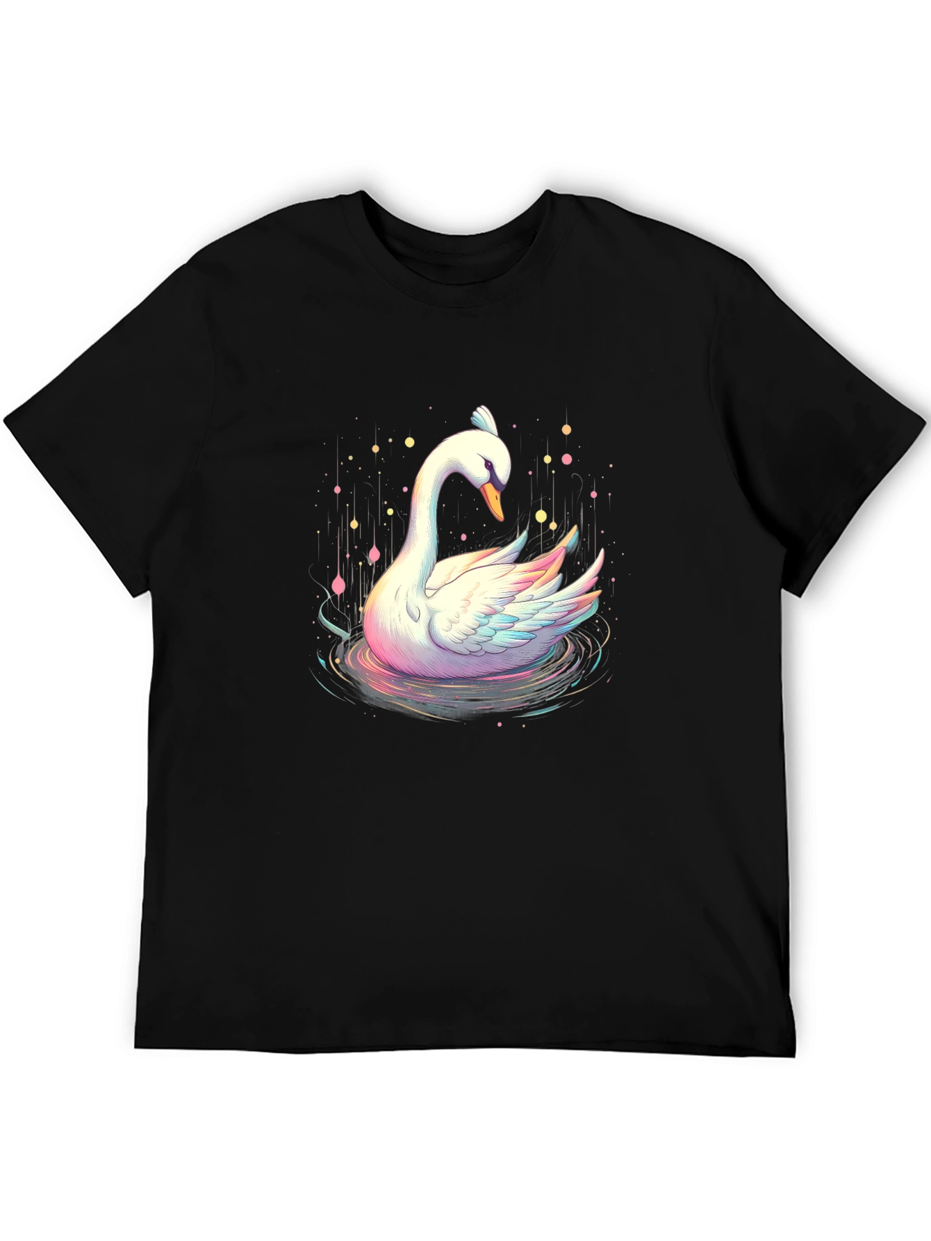 Swan Graphic Tee - Artistic Black T-Shirt