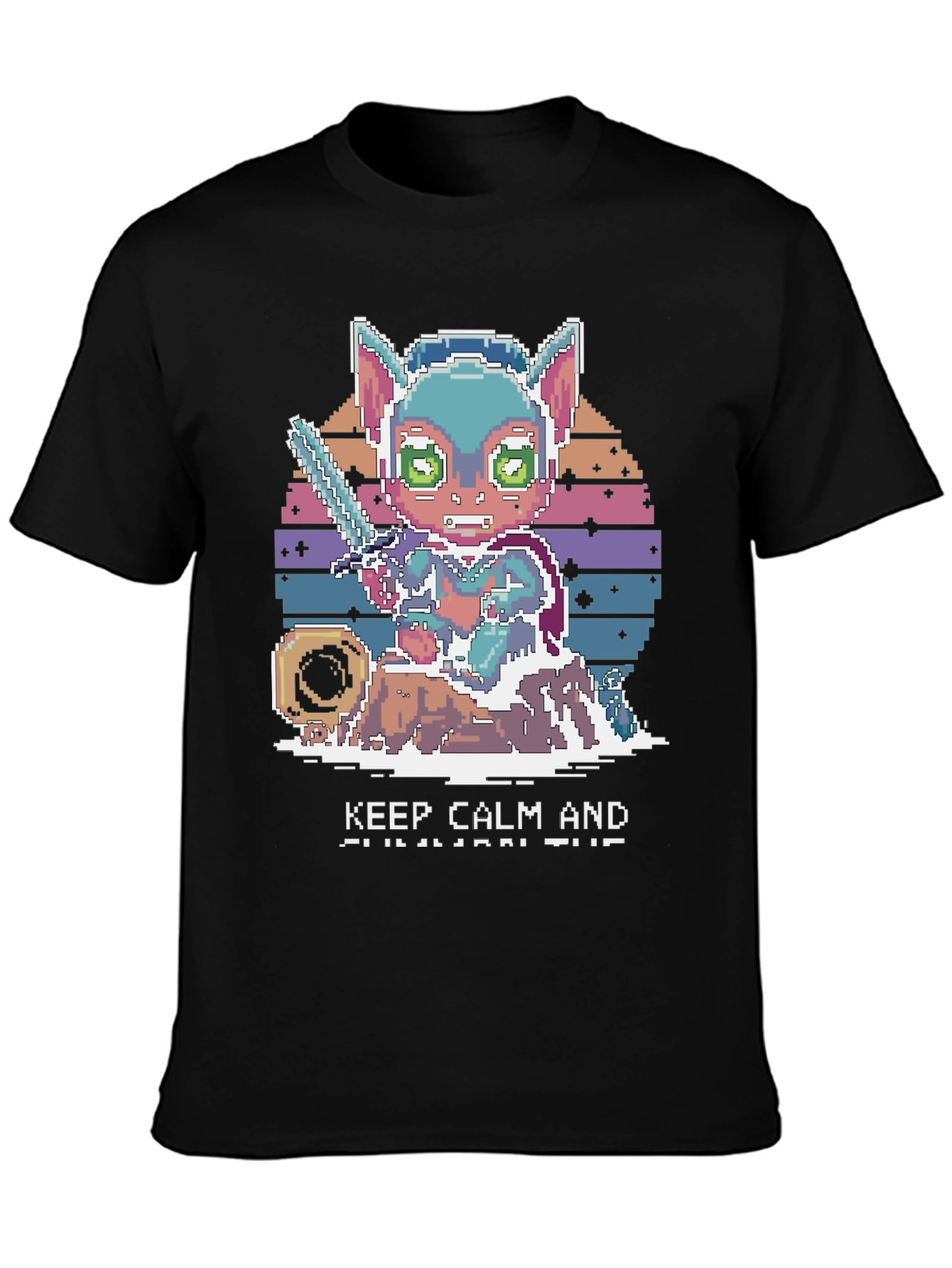 Pixel Art Cat Warrior T-Shirt