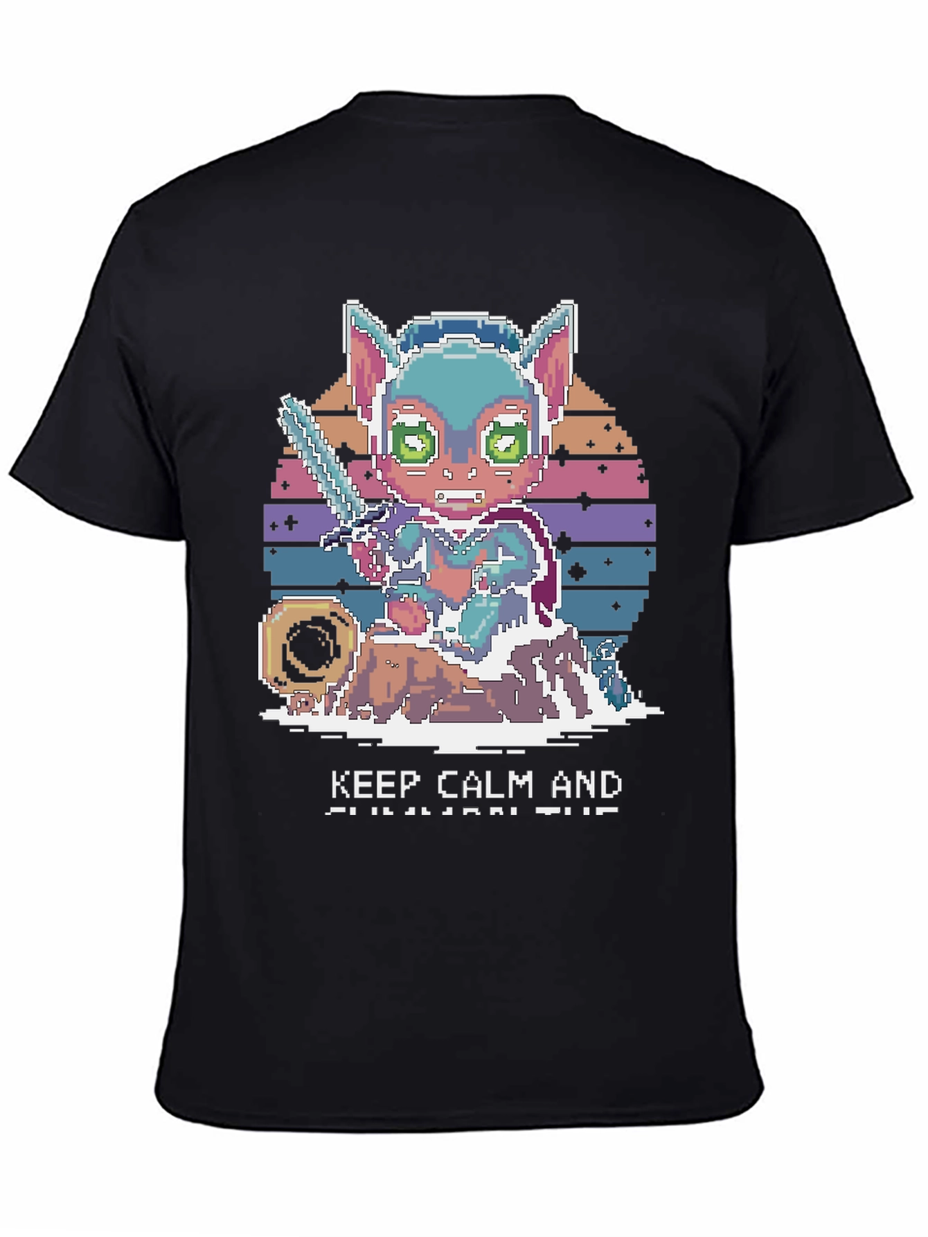 Pixel Art Cat Warrior T-Shirt